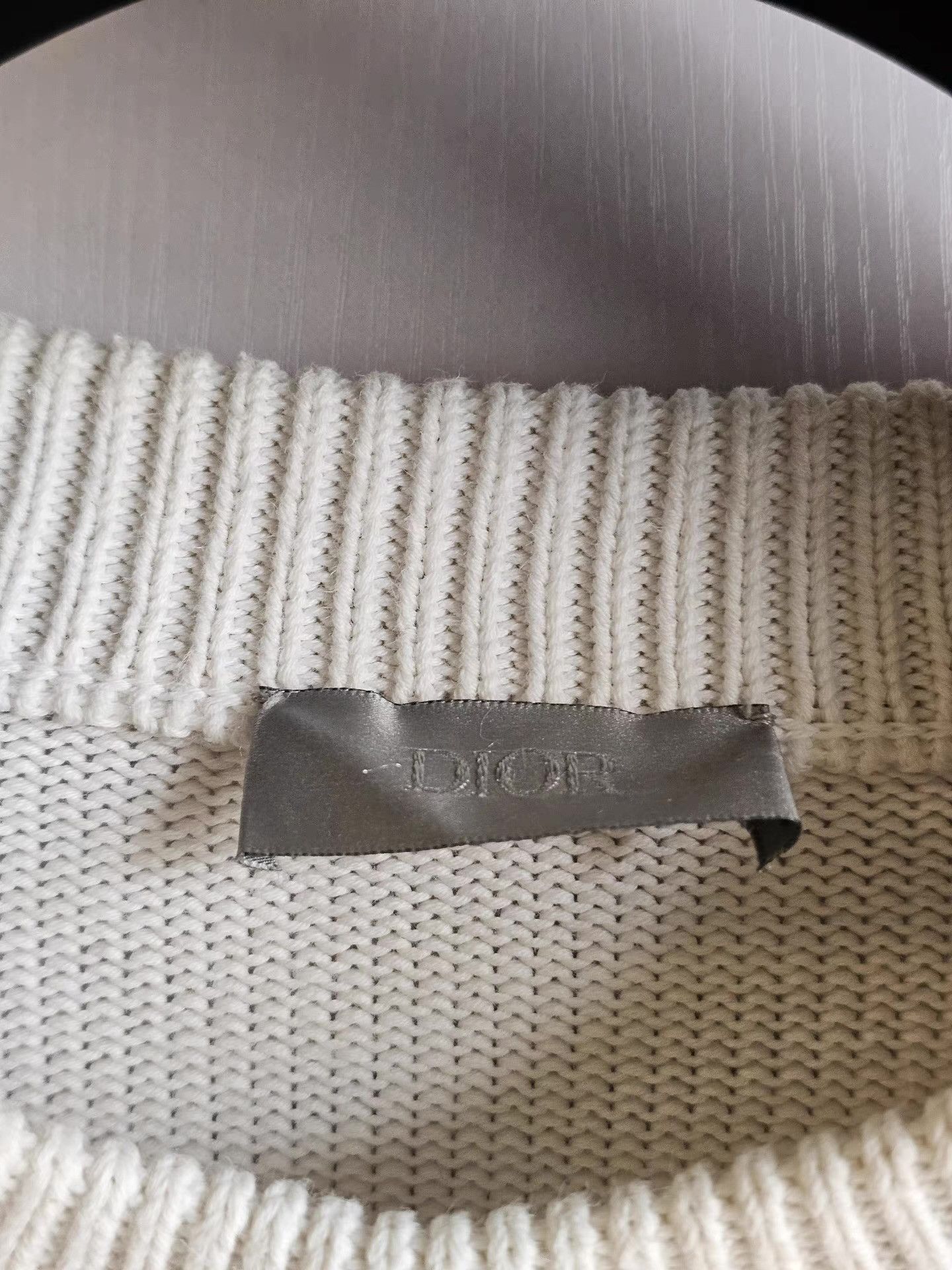 Dior Dior beige knit sweater with jacquard sleeves, Size US M / EU 48-50 / 2 - 4 Thumbnail
