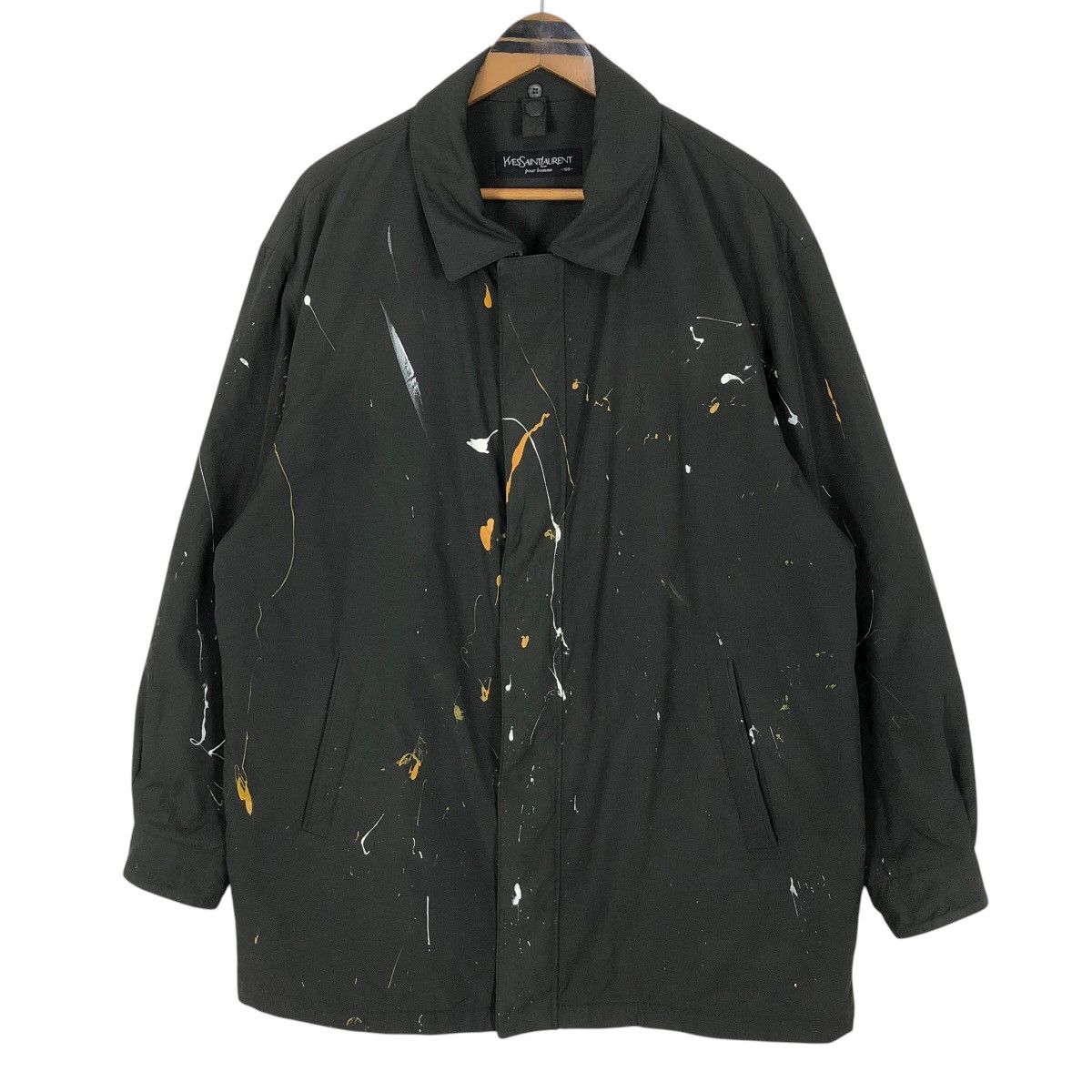 Yves Saint Laurent Yves Saint Laurent Pour Homme Big Logo Paint Splatter Parka Size US L / EU 52-54 / 3 - 2 Thumbnail
