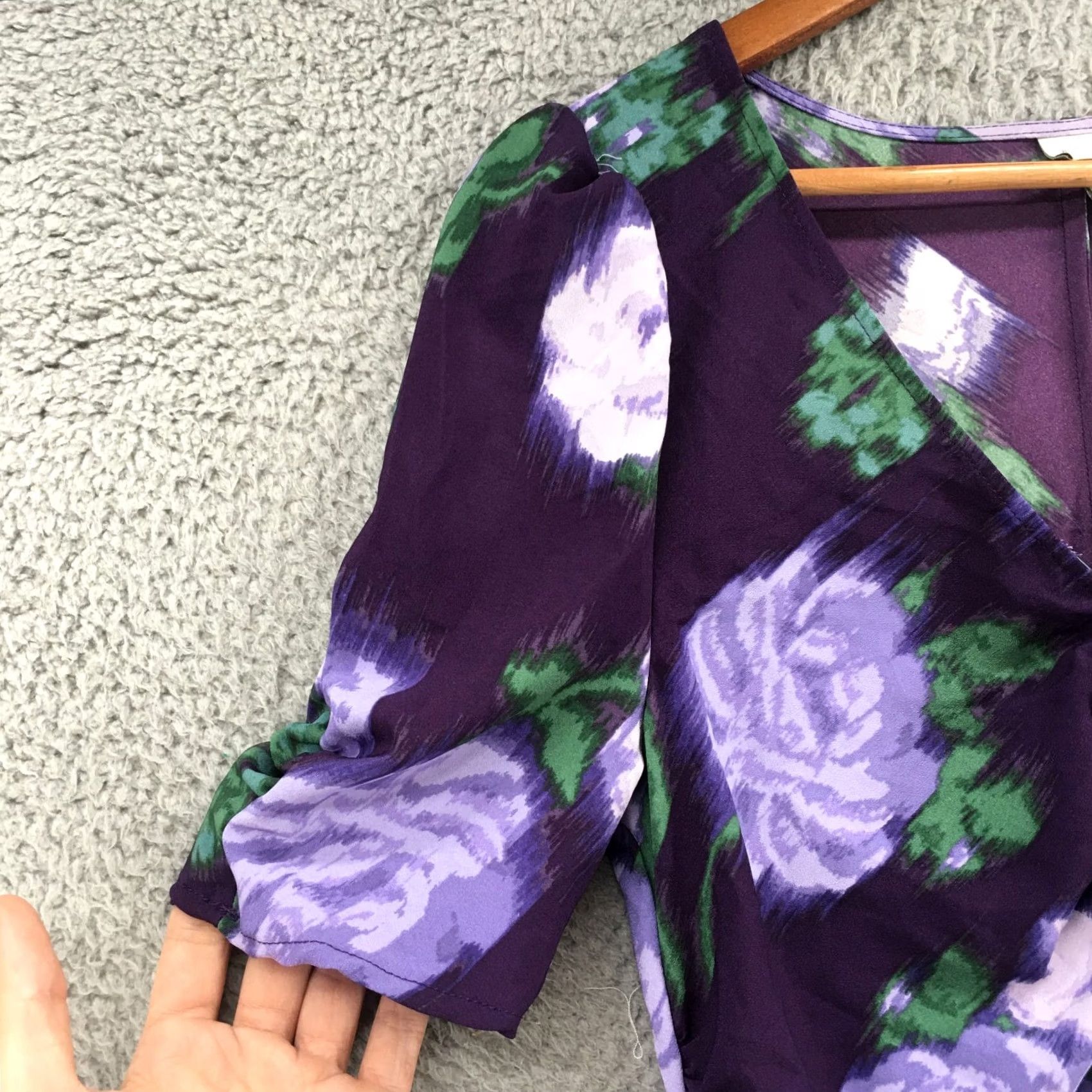 Vintage A New Day Midi High Low Dress Womens XS Navy Floral V-Neck Crepe Purple NEW Size M / US 6-8 / IT 42-44 - 5 Thumbnail