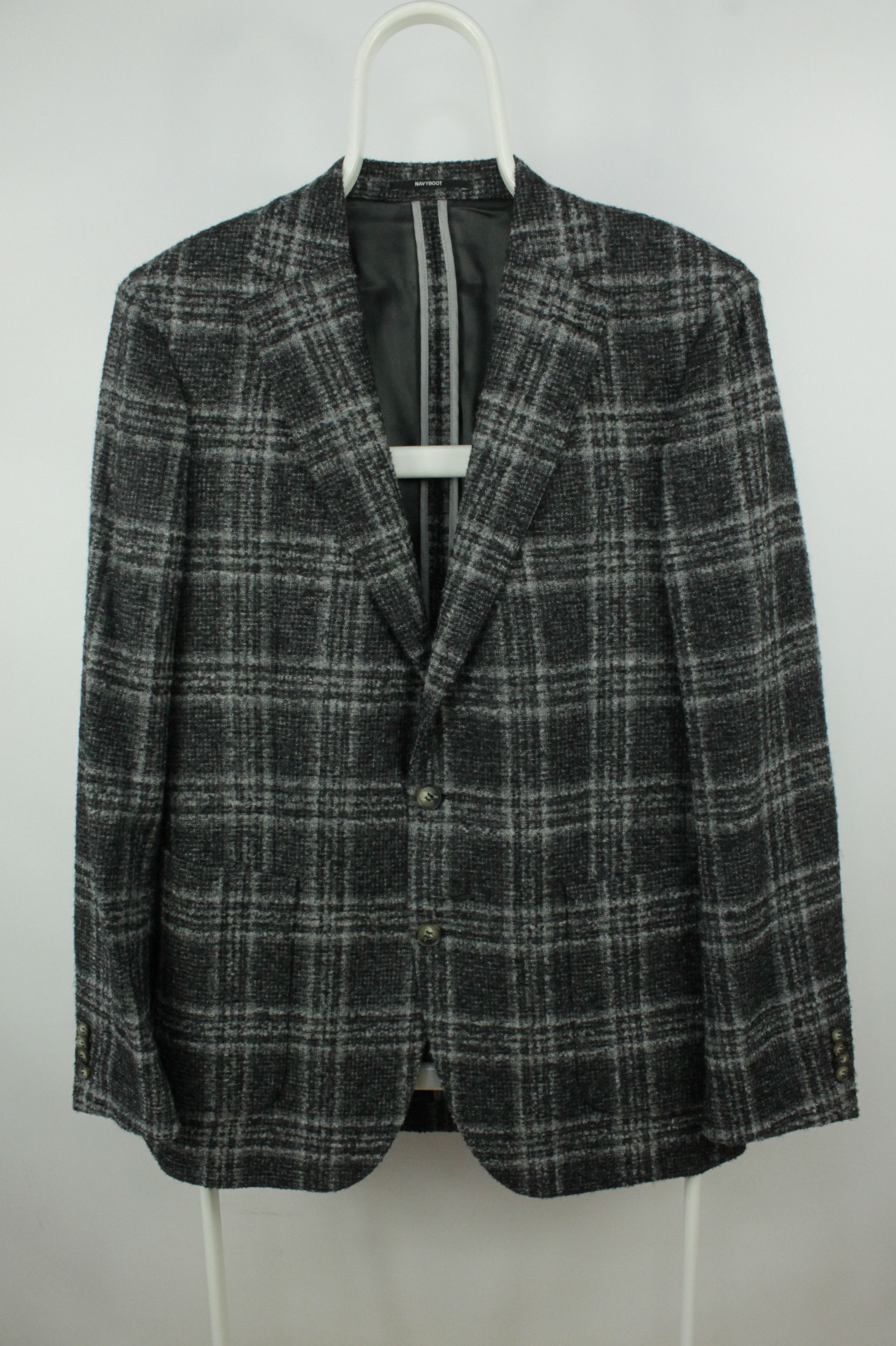 NAVYBOOT NAVYBOOT Loro Piana Suri Alpaca Gray Check Sport Coat Size US L / EU 52-54 / 3 - 1 Thumbnail
