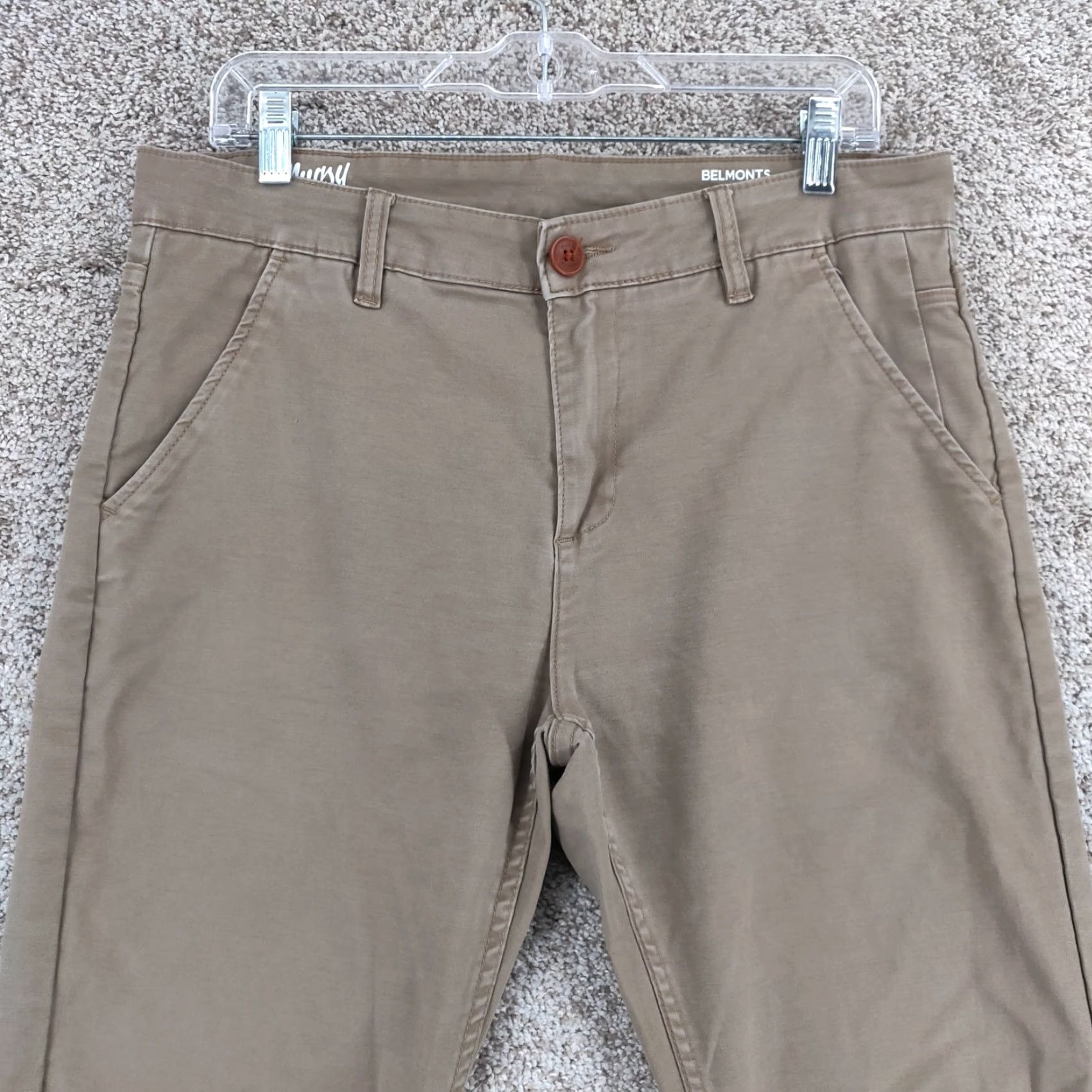 Vintage Mugsy Belmonts Pants Mens 33x34 Chino Straight Fit Classic 5-Pocket Brown Cotton Blend Spandex Rayon Size US 33 - 2 Thumbnail
