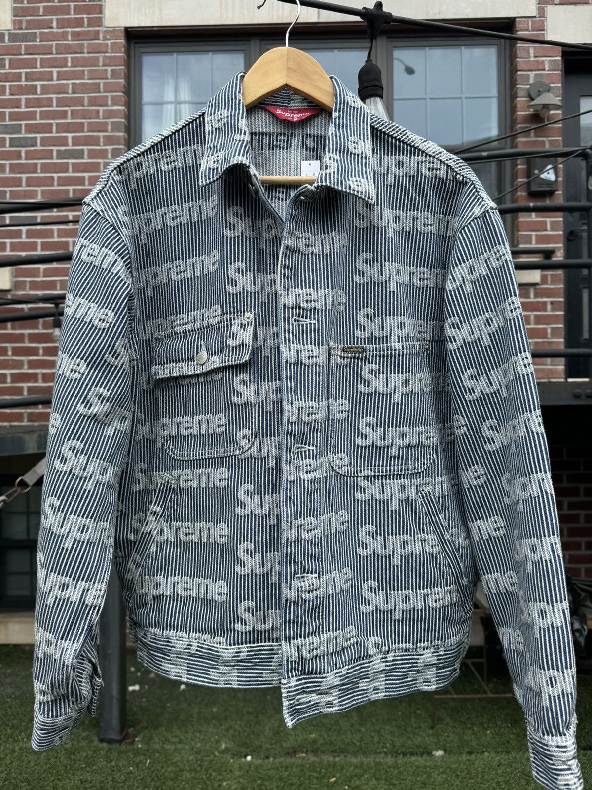 Supreme Supreme Denim Chore Trucker Jacket Stripe Medium IN ...