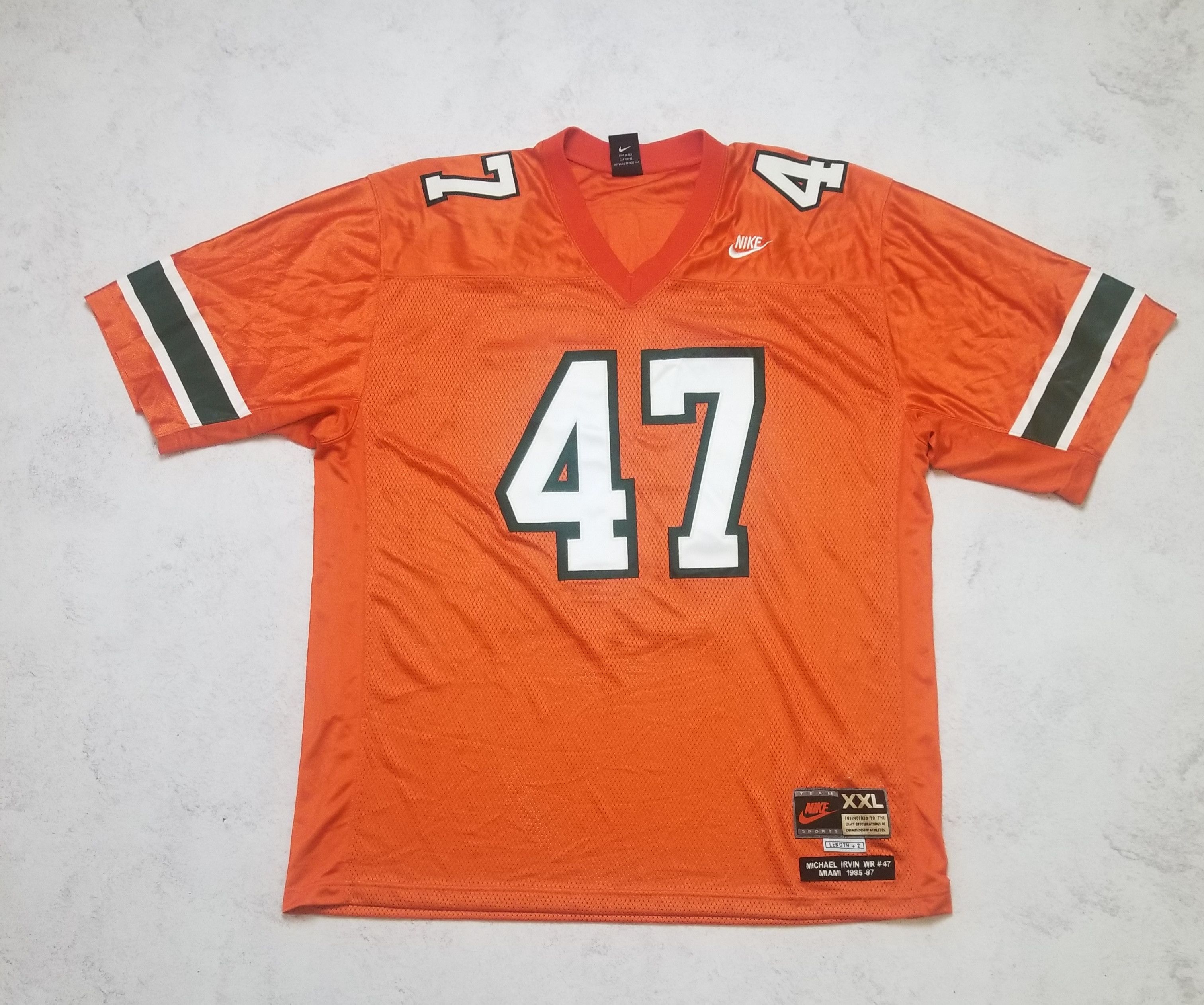 Nike Vintage Michael Irvin #47 University Miami Hurricanes Jersey Size US XXL / EU 58 / 5 - 1 Thumbnail