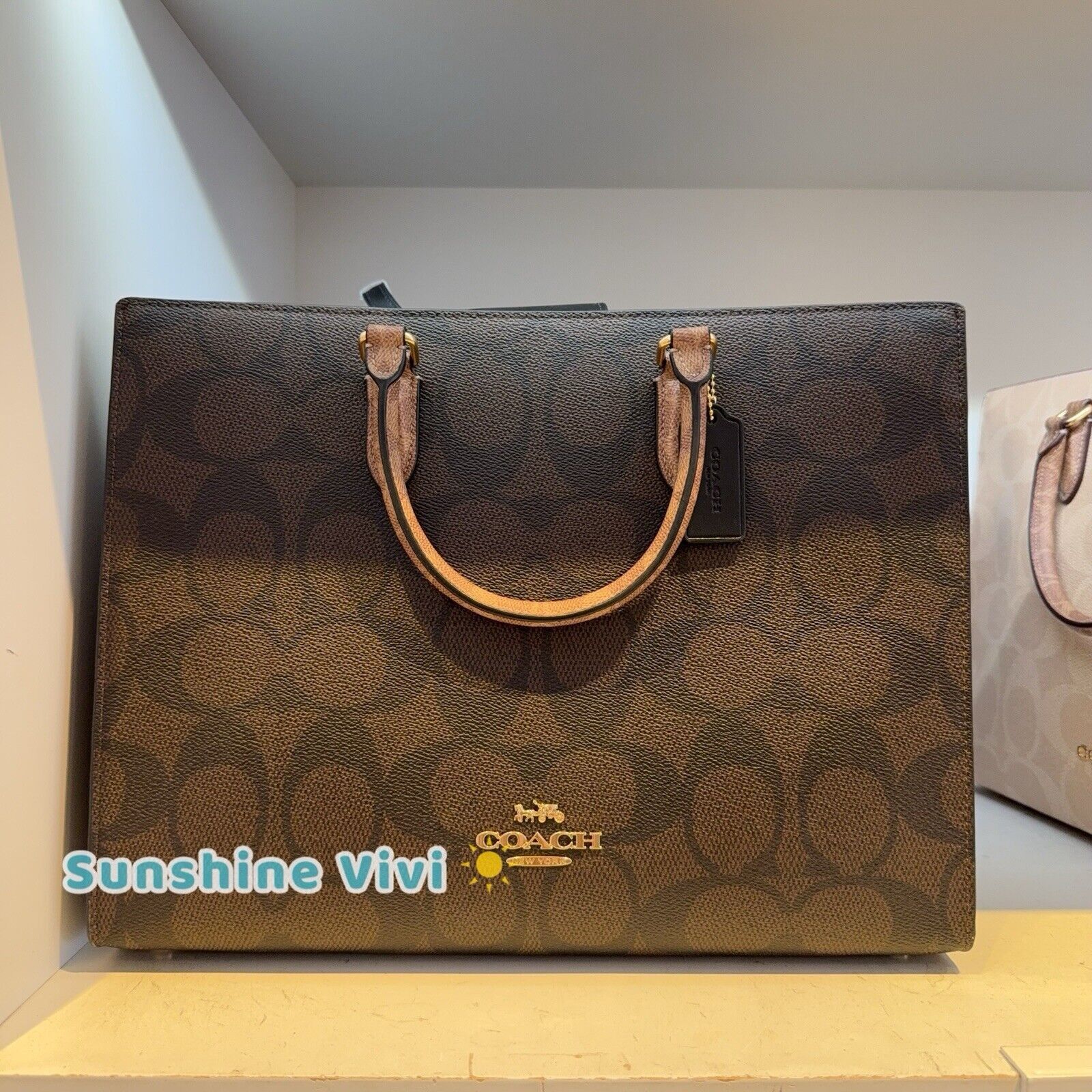 Coach NWT Coach Maggie Tote Bag In Blocked Signature Canvas CY677 Size ONE SIZE - 2 Thumbnail