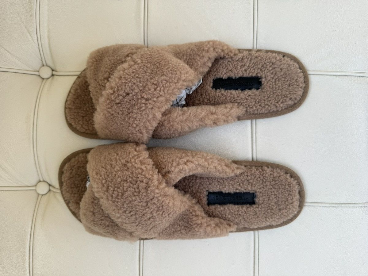 image of YVES Salomon Faux Shearling Slippers in Brown, Men's (Size 9.5)