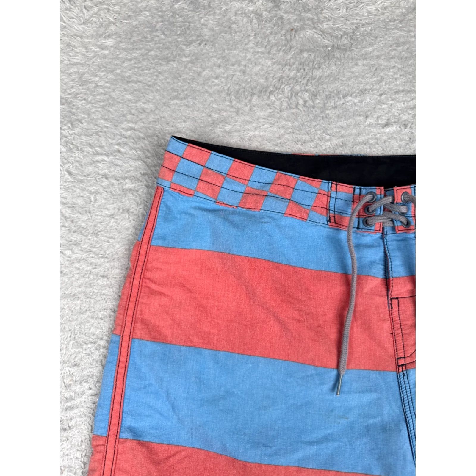 Quiksilver Quiksilver Board Shorts Men’s 36 Blue Red Stripe Checkered 35x10 Trunks Swim Trunks Beach Classic Size US 36 / EU 52 - 4 Thumbnail