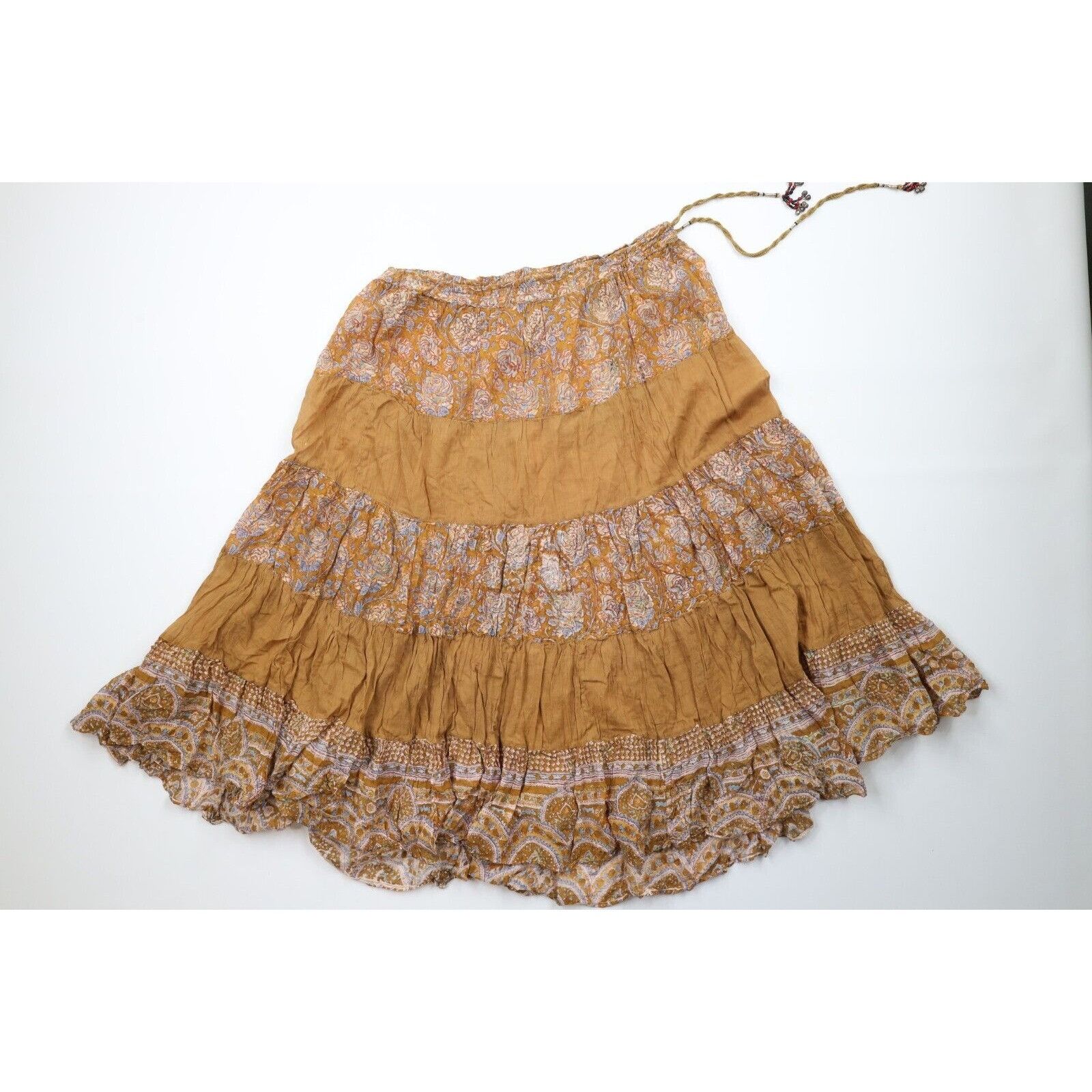 Vintage Vintage 60s 70s Indian Gauze Gauzy Cotton Roped Skirt Size 26" / US 2 / IT 38 - 8 Thumbnail