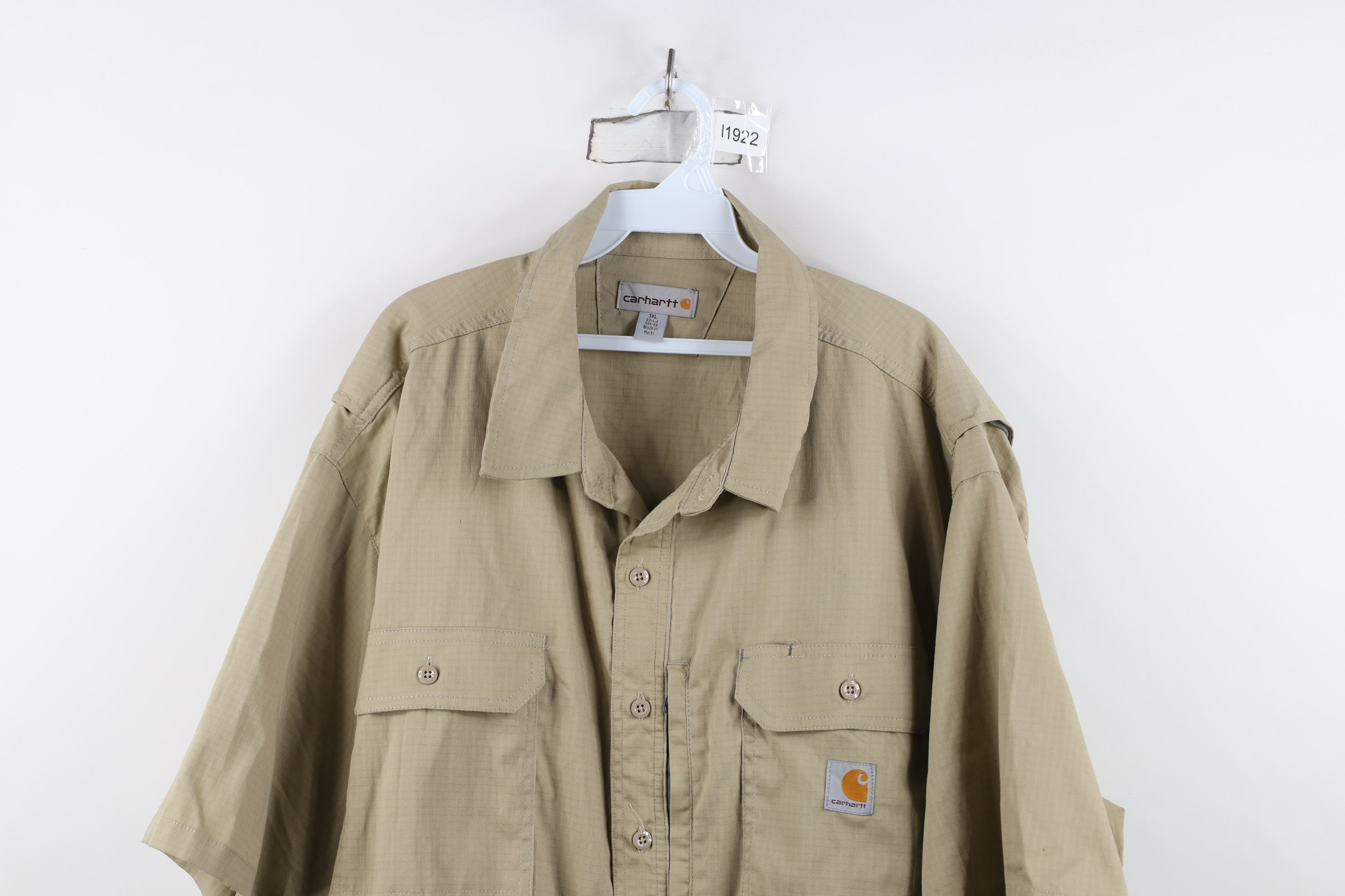 Carhartt Vintage Y2K Carhartt Ripstop Short Sleeve Button Shirt Beige Size US XXL / EU 58 / 5 - 2 Thumbnail