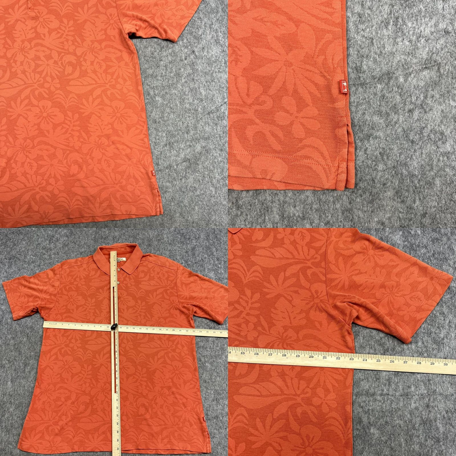Tommy Bahama Tommy Bahama Polo Shirt Mens L Orange Floral Jacquard Pima Cotton Tropical Golf Casual Size US L / EU 52-54 / 3 - 8 Thumbnail