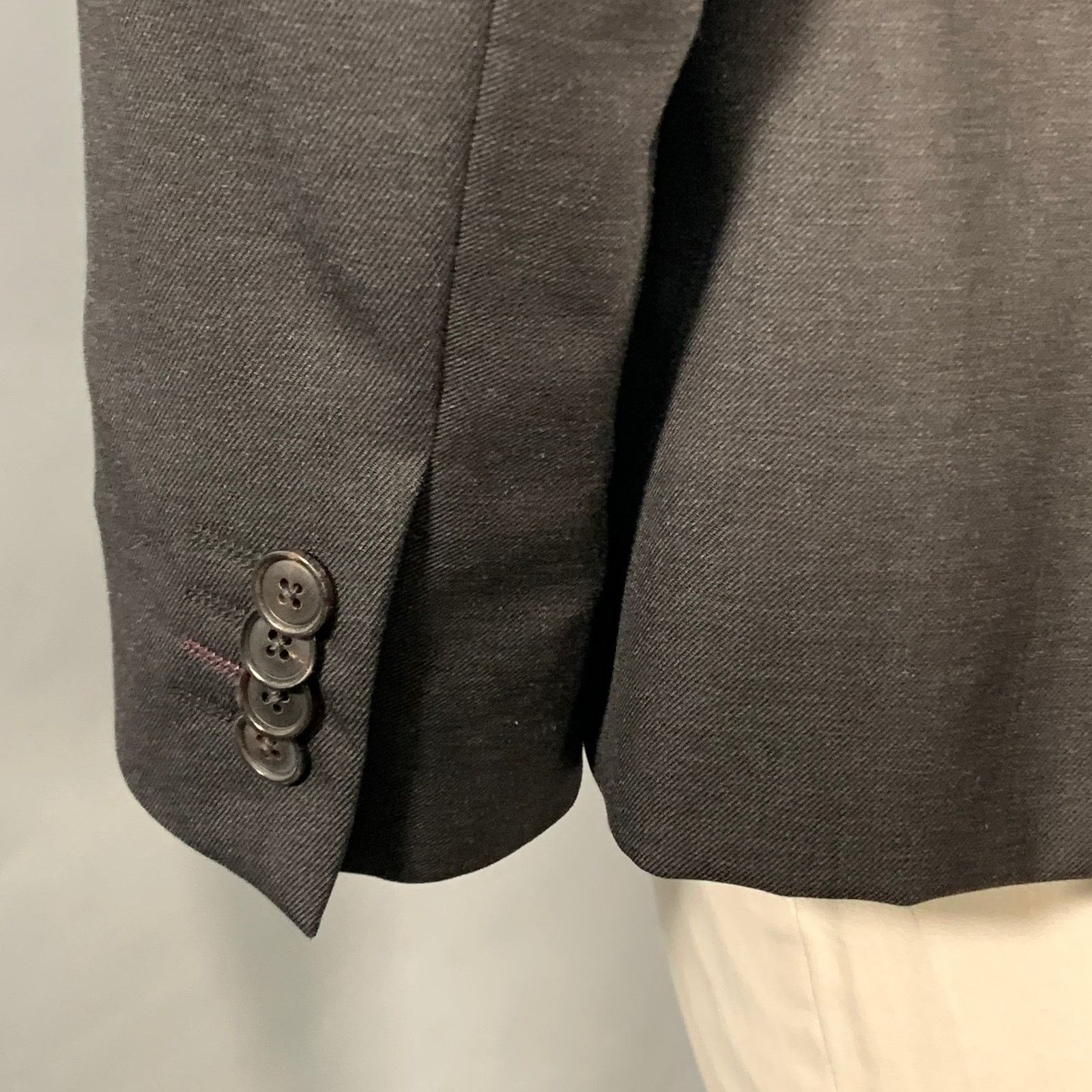 Paul Smith Size 44 Regular Soho Black Twill Wool Notch Lapel Sport Coat Size 44R - 4 Thumbnail