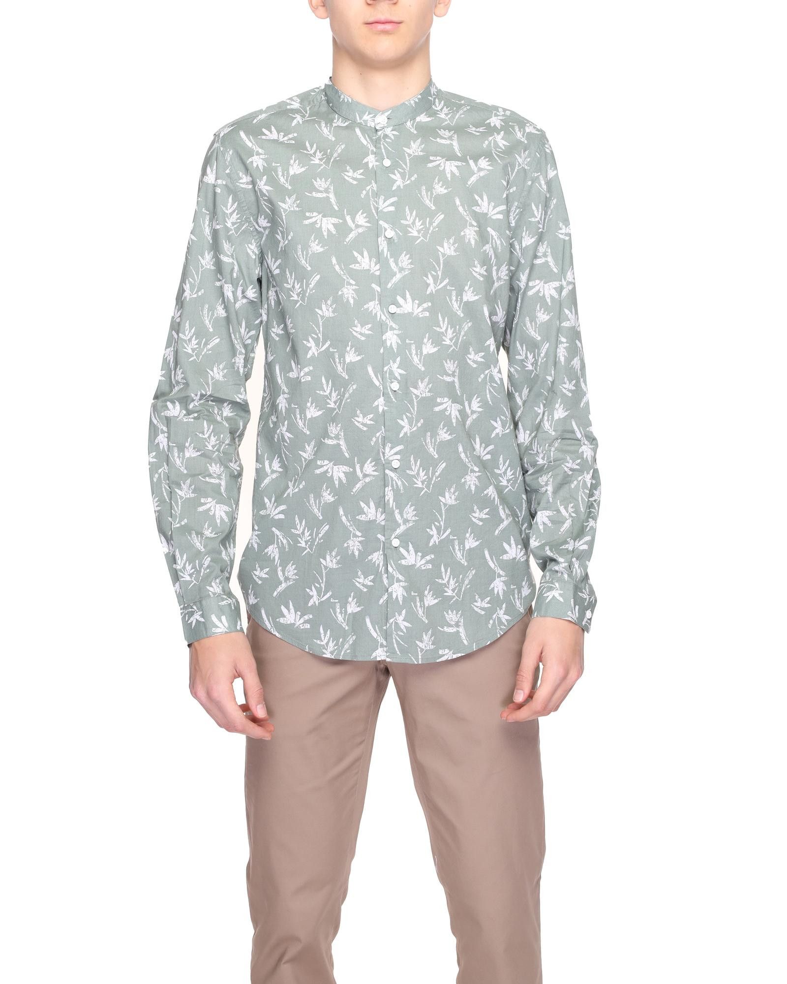 image of Antony Morato Floral Mandarin Shirt in Green, Men's (Size Small)