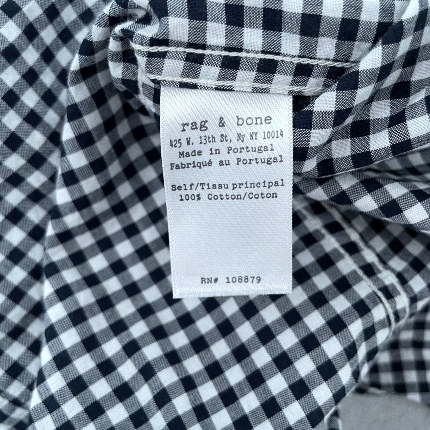 Rag & Bone RAG & BONE Shirt Adult Small Black White Check Button Up Long Sleeve Cotton Mens S Size US S / EU 44-46 / 1 - 7 Thumbnail