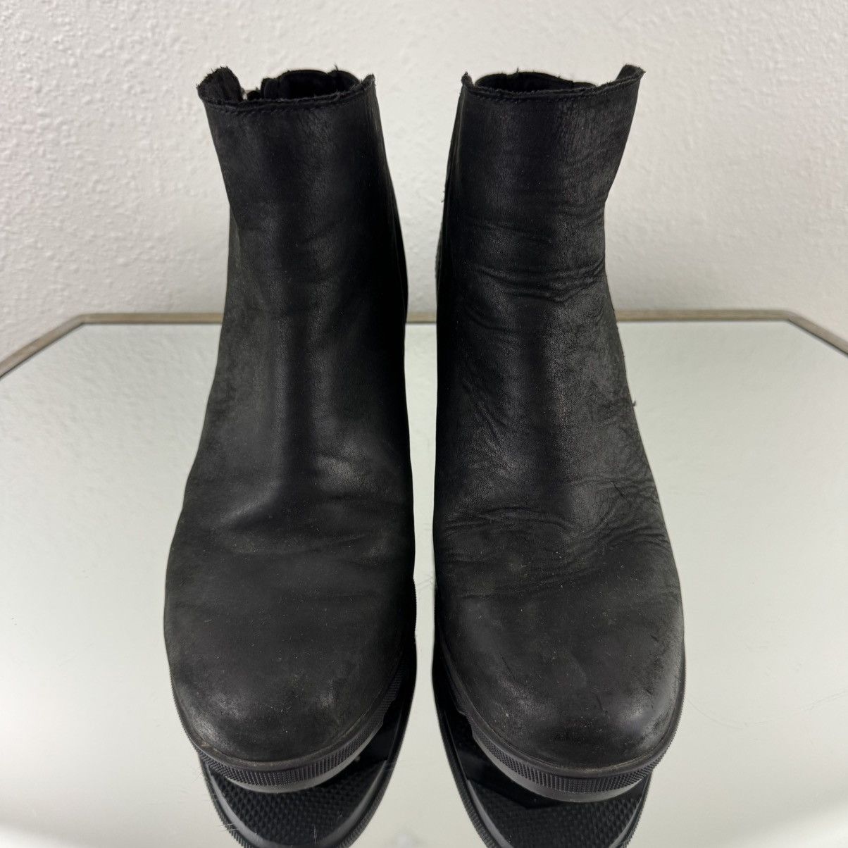 SOREL SOREL Black Leather Joan of Arctic Wedge II Zip Ankle Bootie Size US 8 / IT 38 - 6 Thumbnail