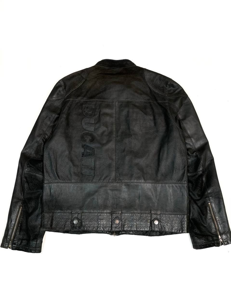 Puma Ducati Men Black Moto Leather Jacket Racing