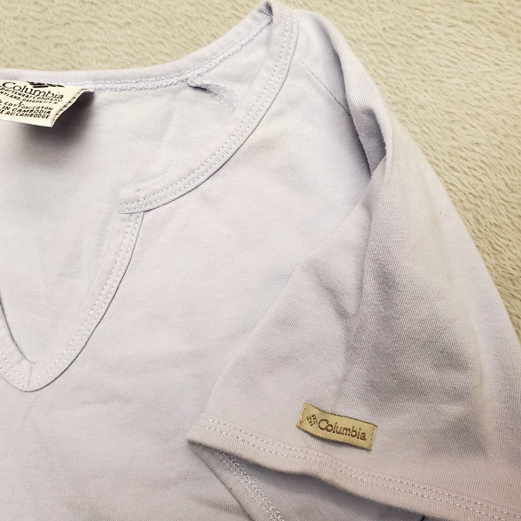 Vintage Columbia Shirt Women L Purple 100% Cotton Short Sleeve Casual Tee Top Size L / US 10 / IT 46 - 4 Thumbnail