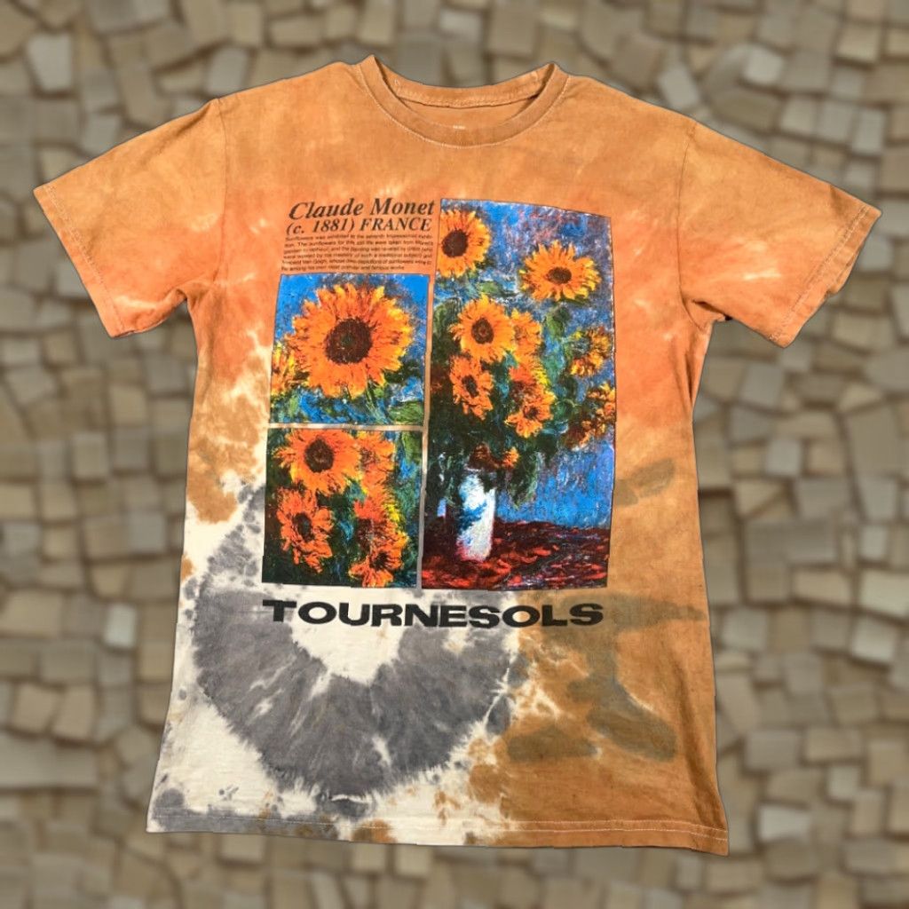 Sunflower Monet Shirt Adult MEDIUM Brown Sunflower Painting Art Tie Dye Tournesols Floral Mens Shirt Size US M / EU 48-50 / 2 - 1 Thumbnail