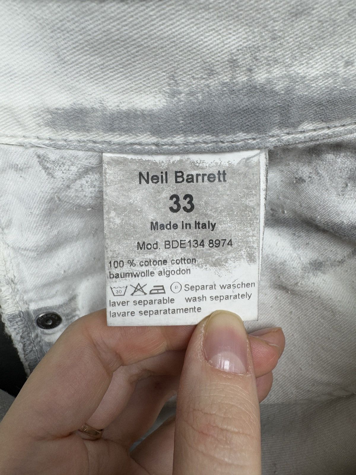 Neil Barrett Neil Barrett grey white faded side zipper pocket pants jeans Size US 33 - 12 Thumbnail