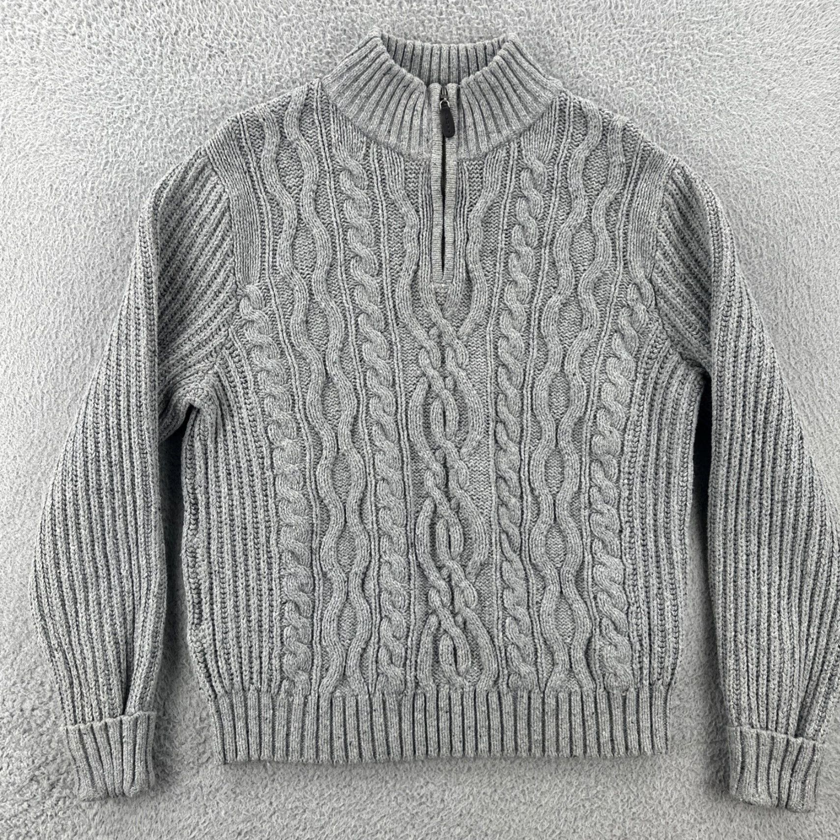 Vintage VINTAGE L.L. Bean Mens Sweater Knit 1/4 Zip Chunky Gray Large EUC Pullover Y2K Mens Size US L / EU 52-54 / 3 - 3 Thumbnail