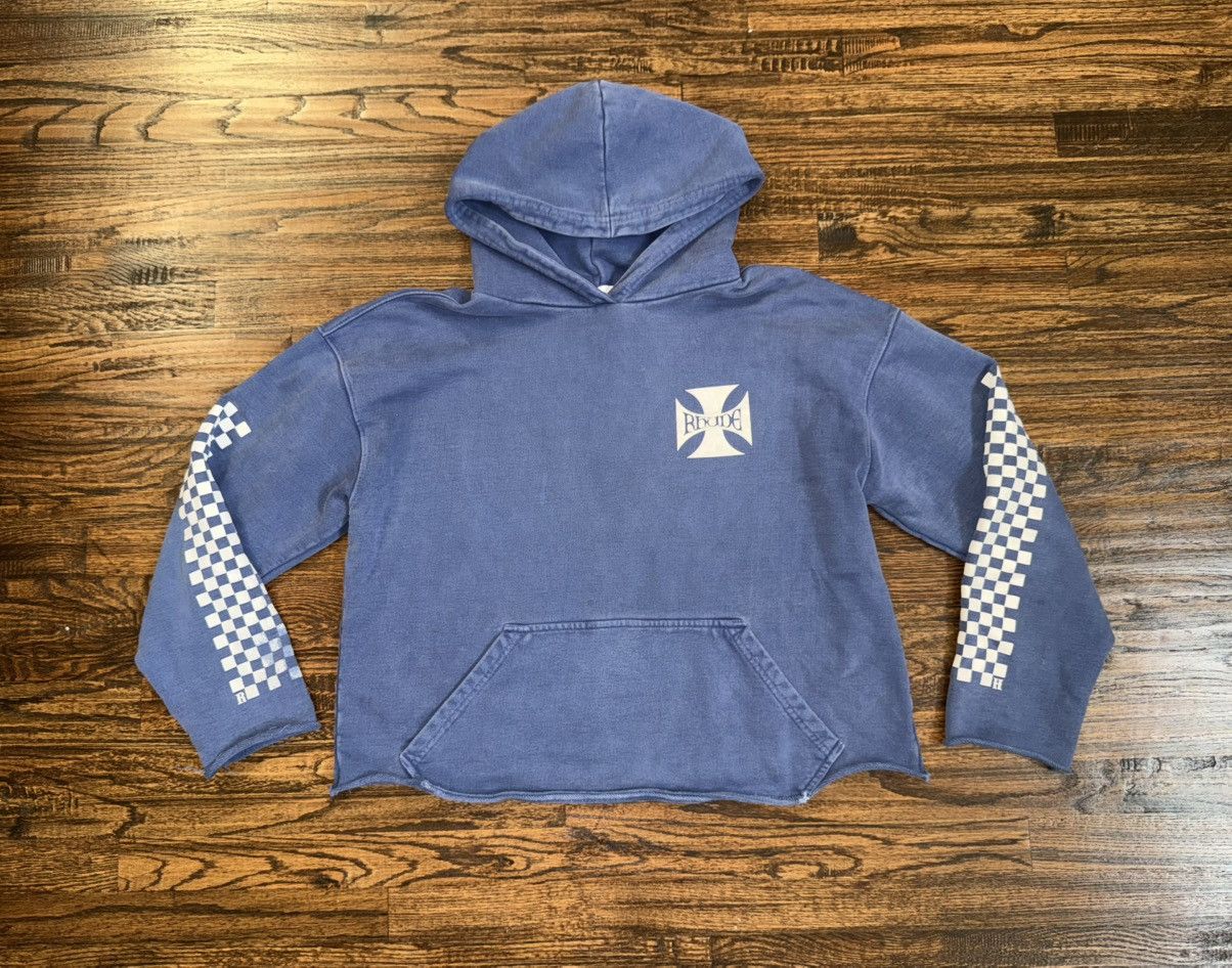 Rhude Rhude Cropped Checkerboard Hoodie Vintage Blue Size Large Size US L / EU 52-54 / 3 - 1 Thumbnail