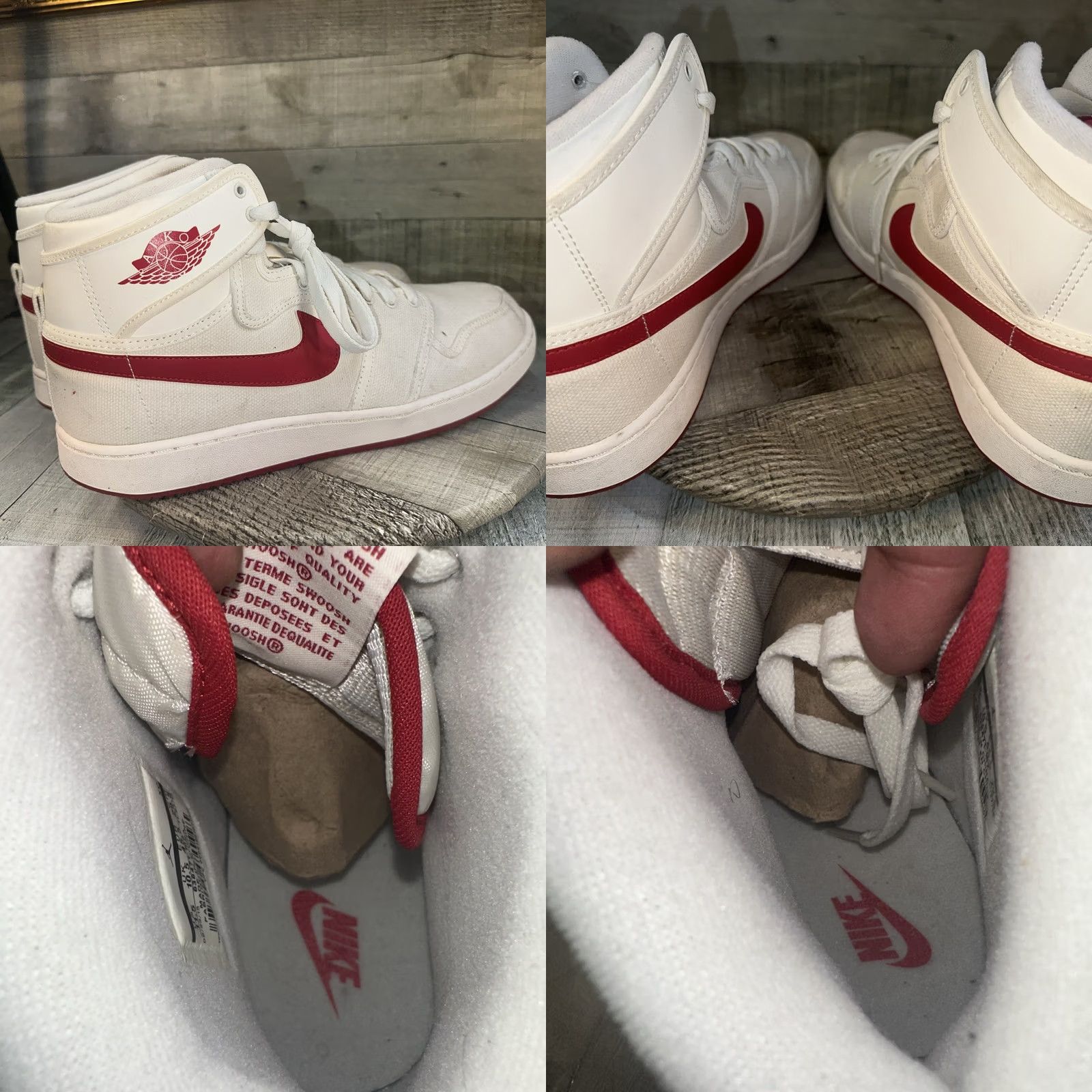 Jordan Brand VINTAGE Jordan AJKO High Top Sneaker Mens 11.5 White Canvas Retro Timeless Scuffing Light Box N/A Size US 12 / EU 45 - 8 Thumbnail