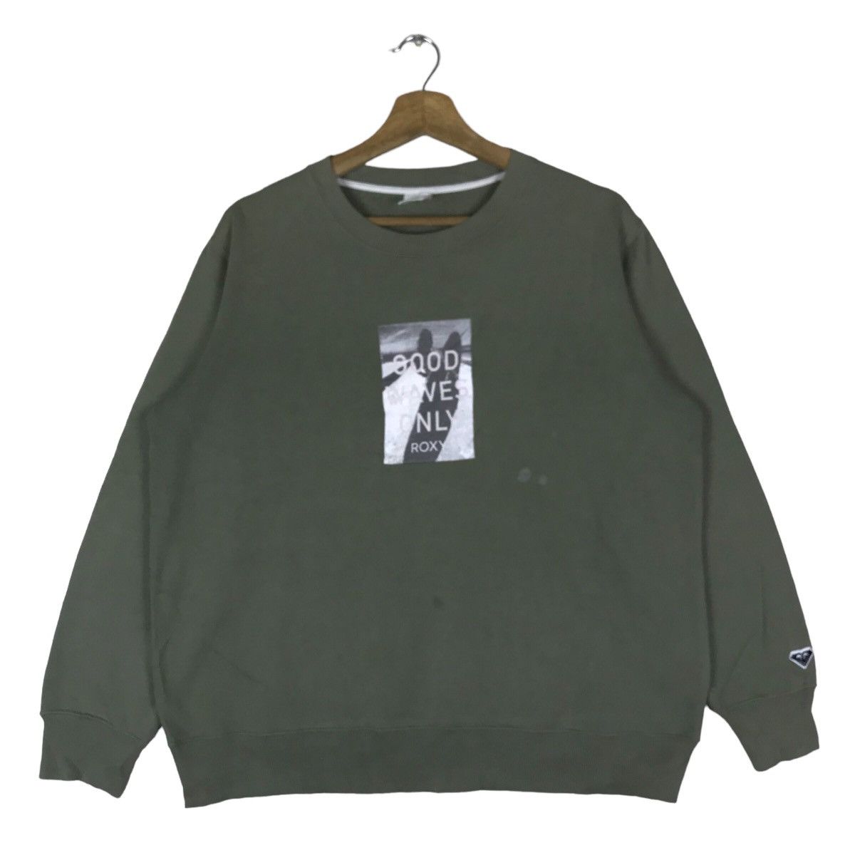image of Vintage Roxy Quiksilver Womenswear Pullover Jumper in Green, Women's (Size Medium)