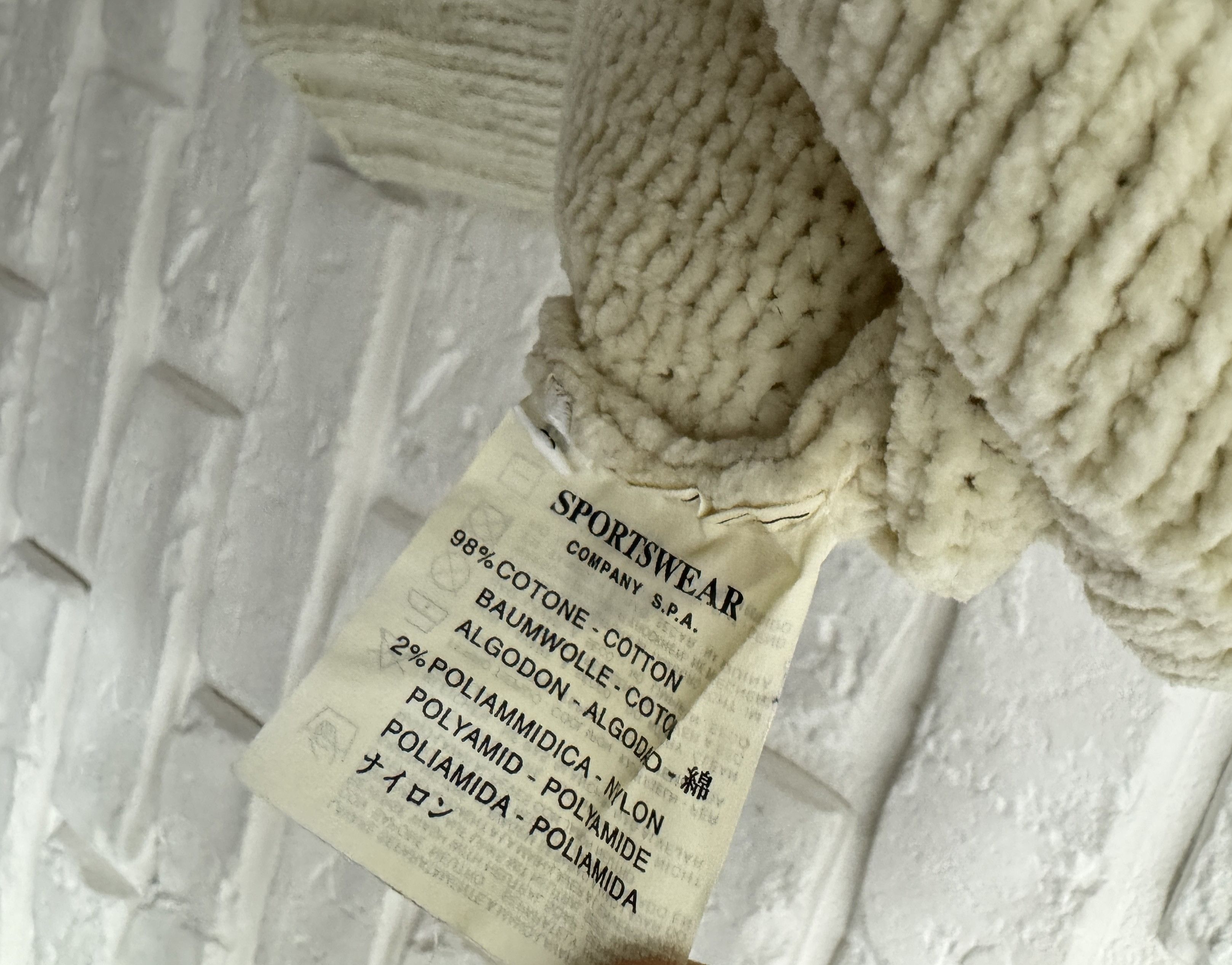 Stone Island 90s Stone Island 1998 Chenille Knit Pullover Cream Sweater L Size US L / EU 52-54 / 3 - 11 Thumbnail
