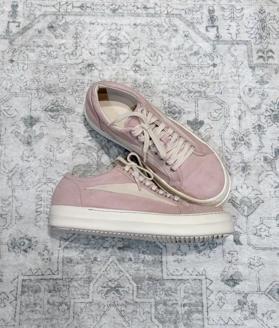 Rick Owens Rick Owens DRKSHDW dirty pink canvas Vans-inspired new style Size US 8 / EU 41 - 2 Thumbnail