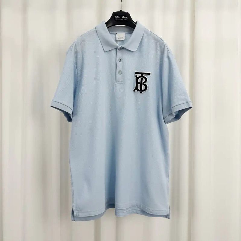 Burberry Burberry Light Blue Cotton Logo Polo Shirt Size US M / EU 48-50 / 2 - 1 Thumbnail