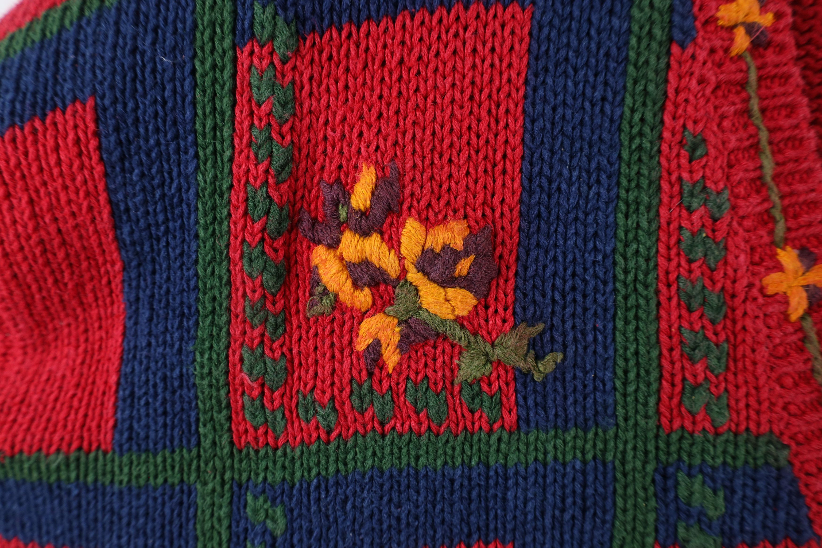 Vintage Vintage 90s Country Primitive Embroidered Cardigan Sweater Size L / US 10 / IT 46 - 5 Thumbnail