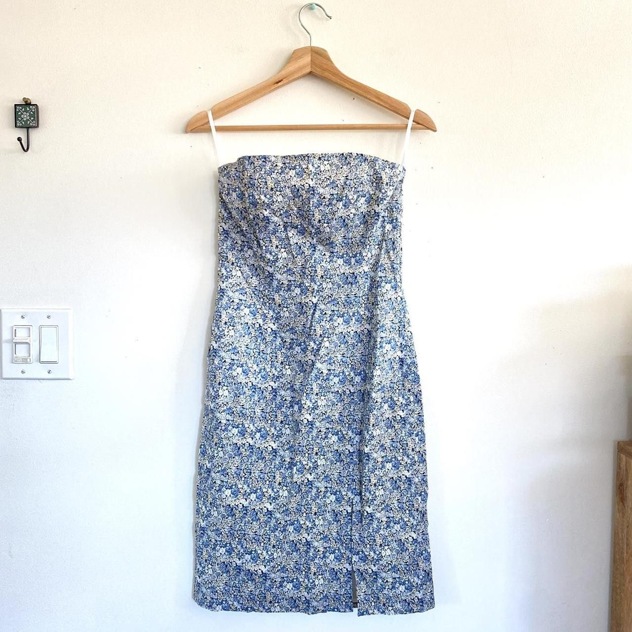 Vintage MADISON BROWN STRAPLESS SMALL BLUE FLORAL VINTAGE DRESS Size S / US 4 / IT 40 - 2 Thumbnail