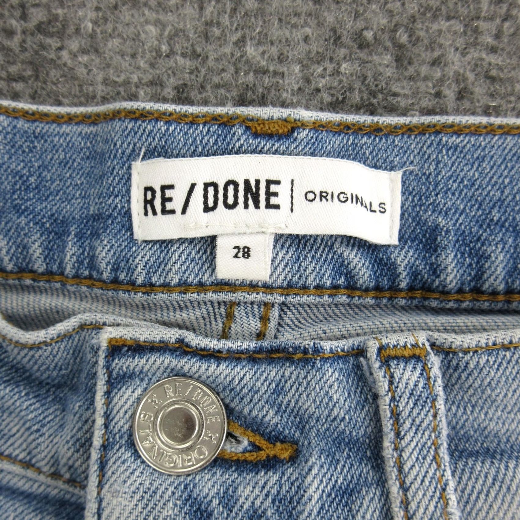 RE/DONE RE/DONE Jeans Womens 28 Light Blue High Rise Straight Raw Hem Distressed Denim Size 28" / US 6 / IT 42 - 7 Thumbnail