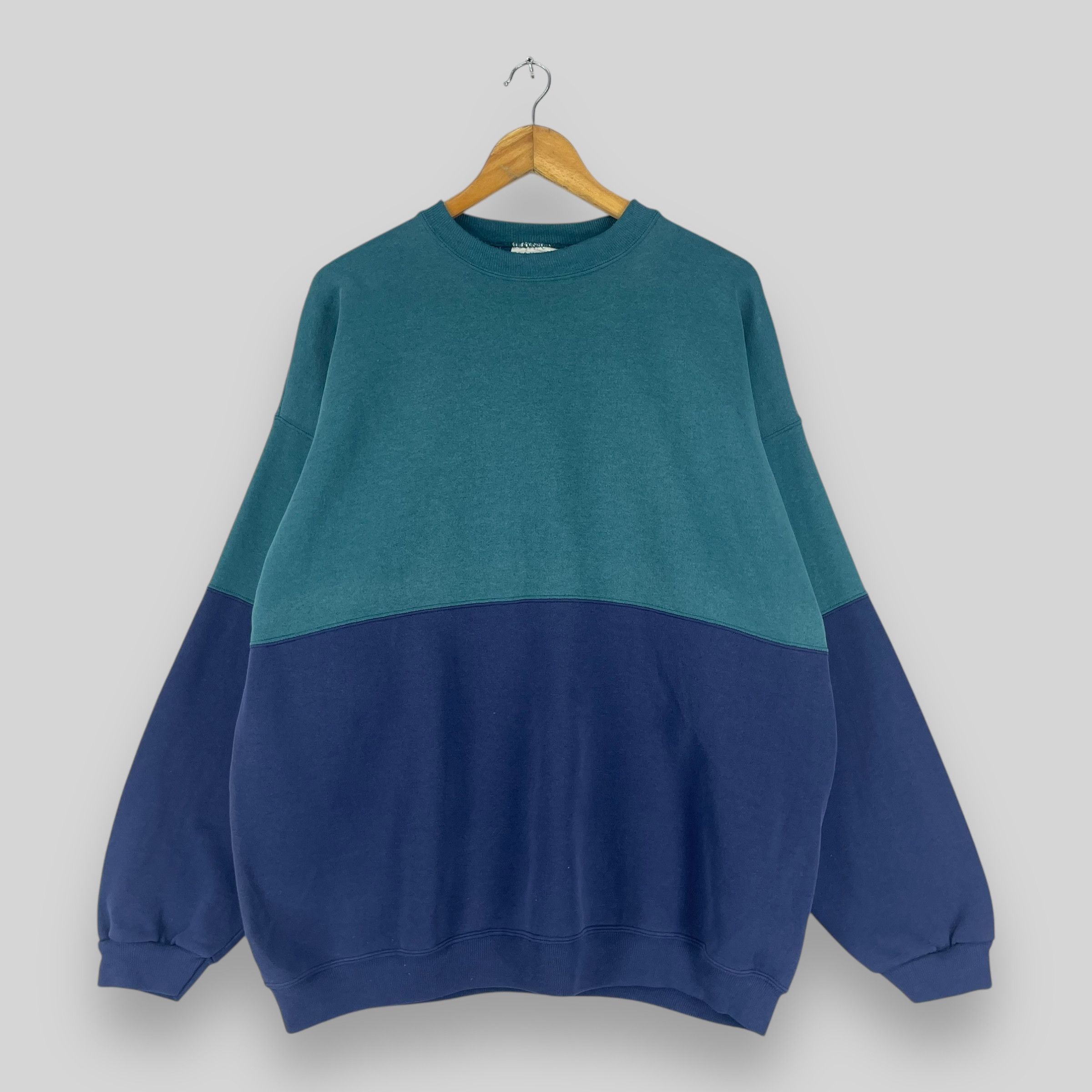 Vintage Vintage Plain Green/Blue Sun Faded Sweatshirt Size US XL / EU 56 / 4 - 1 Thumbnail