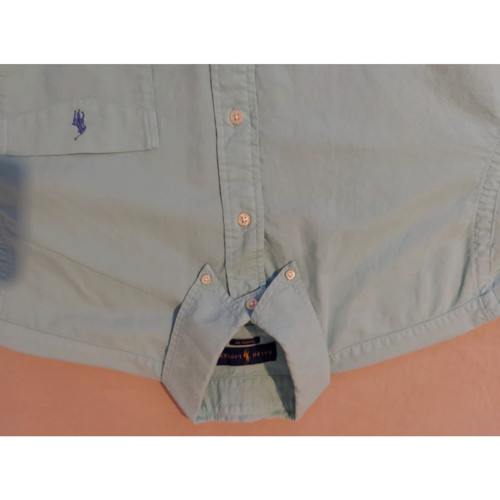 Polo Ralph Lauren Polo Ralph Lauren Dress Shirt Mens L Green Button Cotton Size 42R - 2 Thumbnail