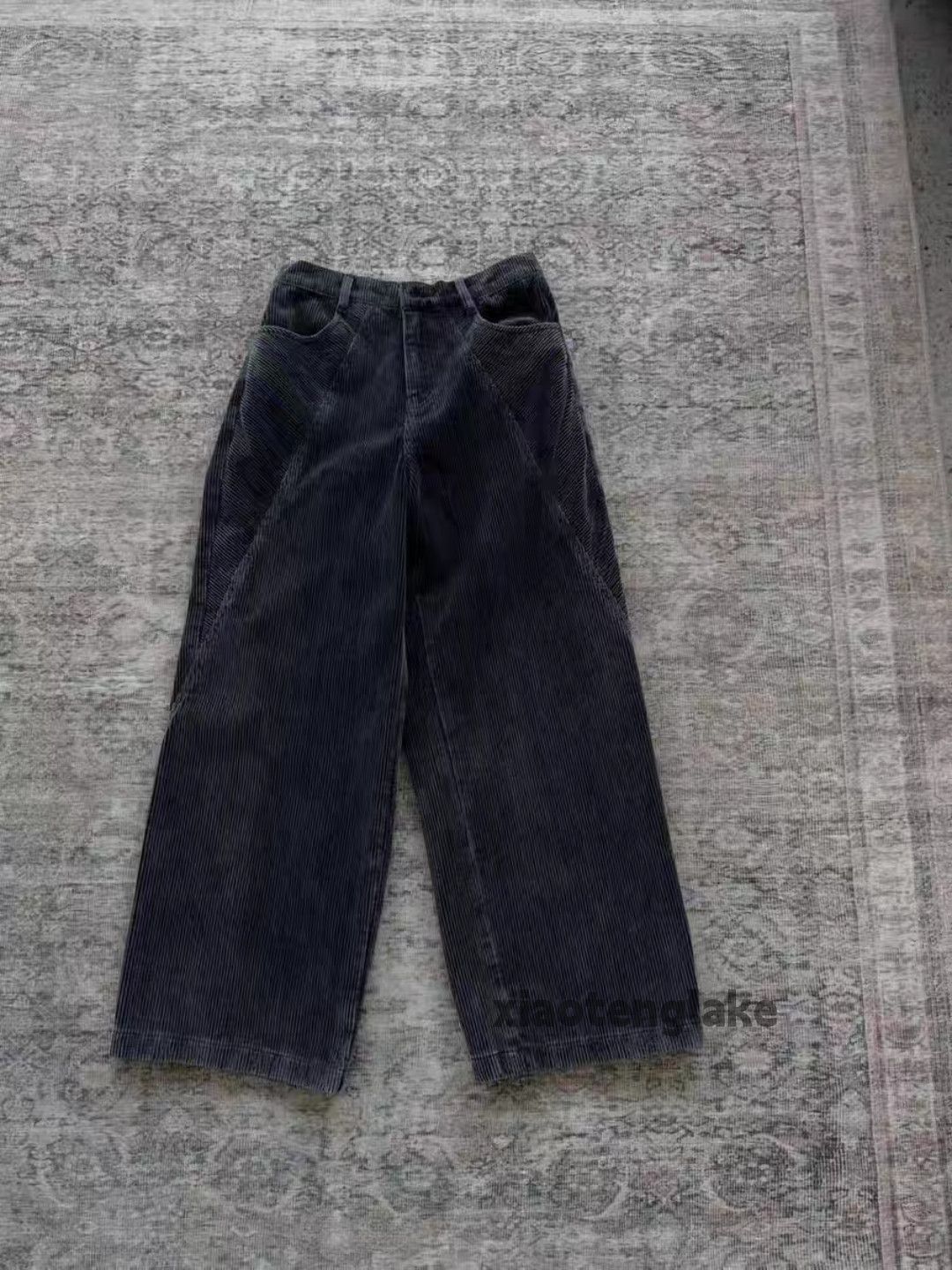 xtl utility loose baggy wide Leg corduroy patchwork pants