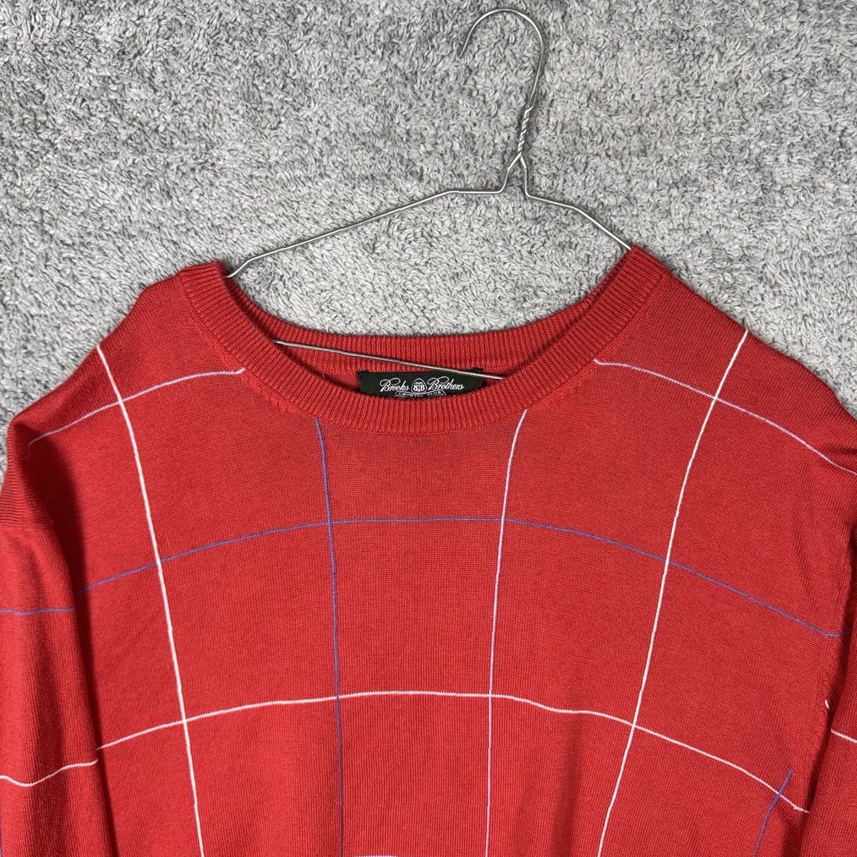 Brooks Brothers Brooks Brothers Sweater Men 2XL Shirt Pullover Crew Red Windowpane Golf Size US XXL / EU 58 / 5 - 3 Thumbnail