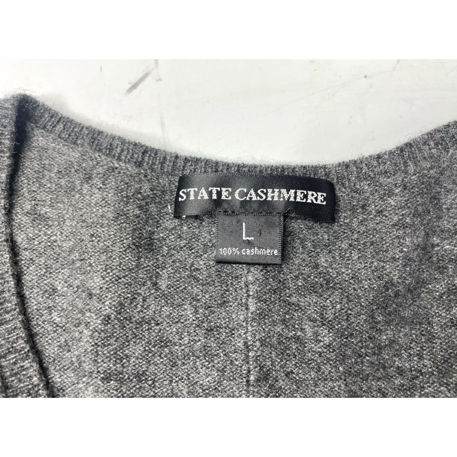 Vintage VINTAGE? No — State Cashmere Sweater Women L Gray 100% Cashmere V-Neck Knit Boxy Oversized Shirt? Size L / US 10 / IT 46 - 3 Thumbnail