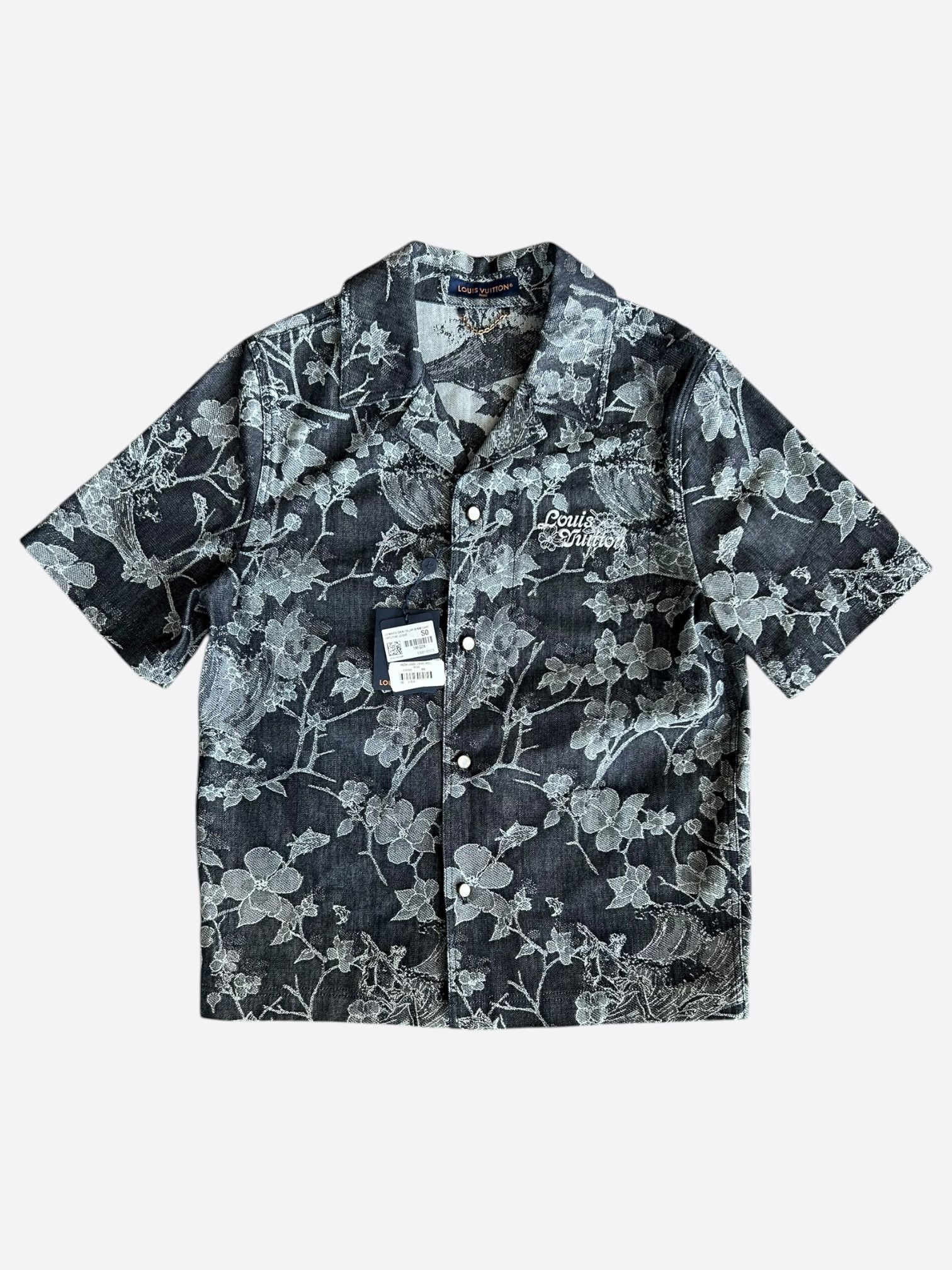 Louis Vuitton Louis Vuitton Blue & White Floral Monogram Denim Shirt Size US S / EU 44-46 / 1 - 1 Thumbnail