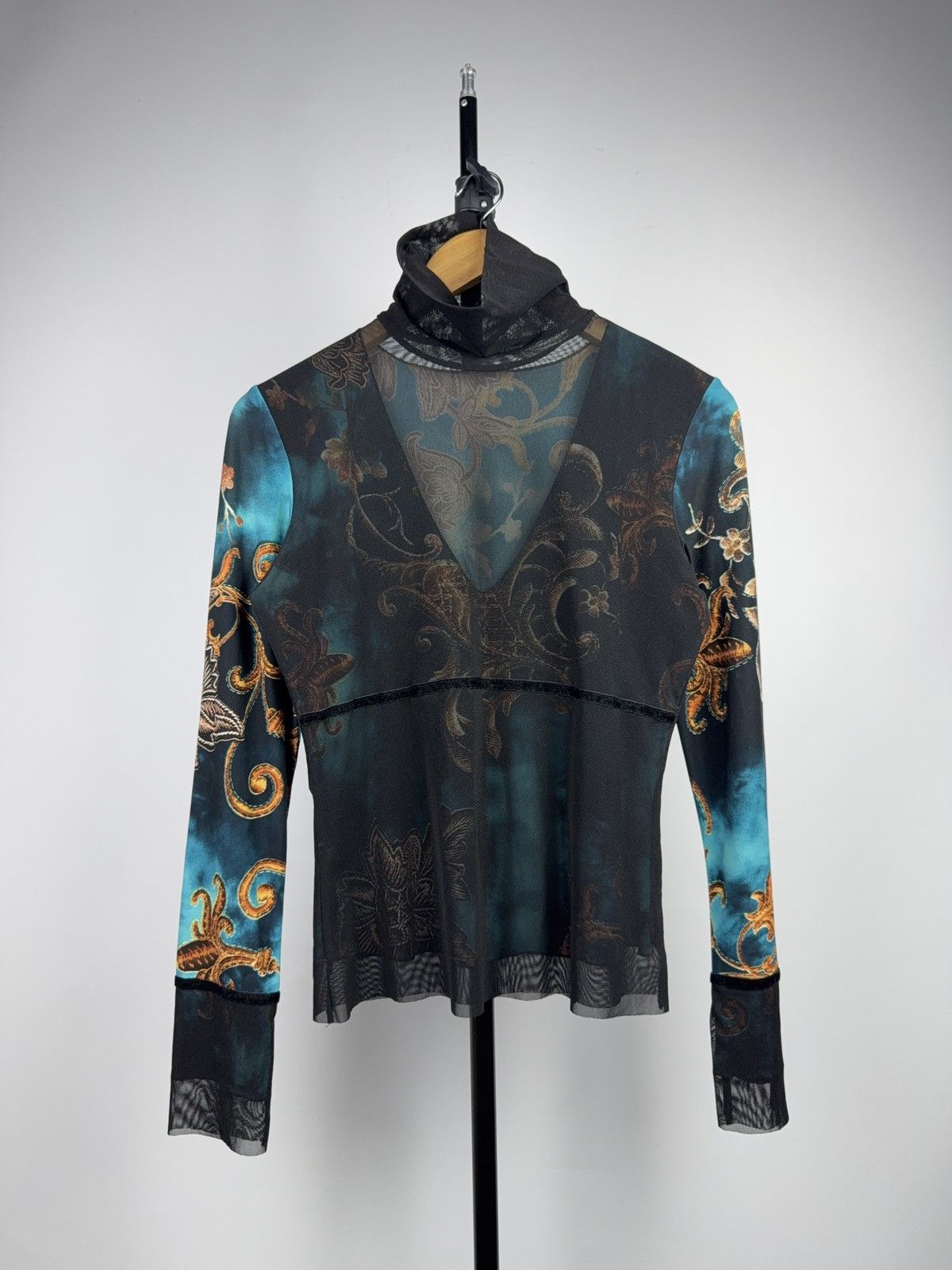 Japanese Brand Vintage Sheer Mesh Baroque Top Y2K Gaultier Style High Neck Size M / US 6-8 / IT 42-44 - 1 Thumbnail