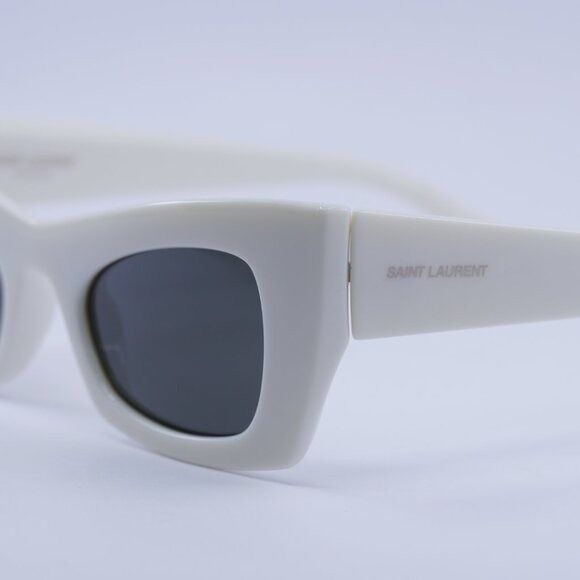 Saint Laurent SL702 003 Sunglasses Ivory Cat Eye Frame, Grey