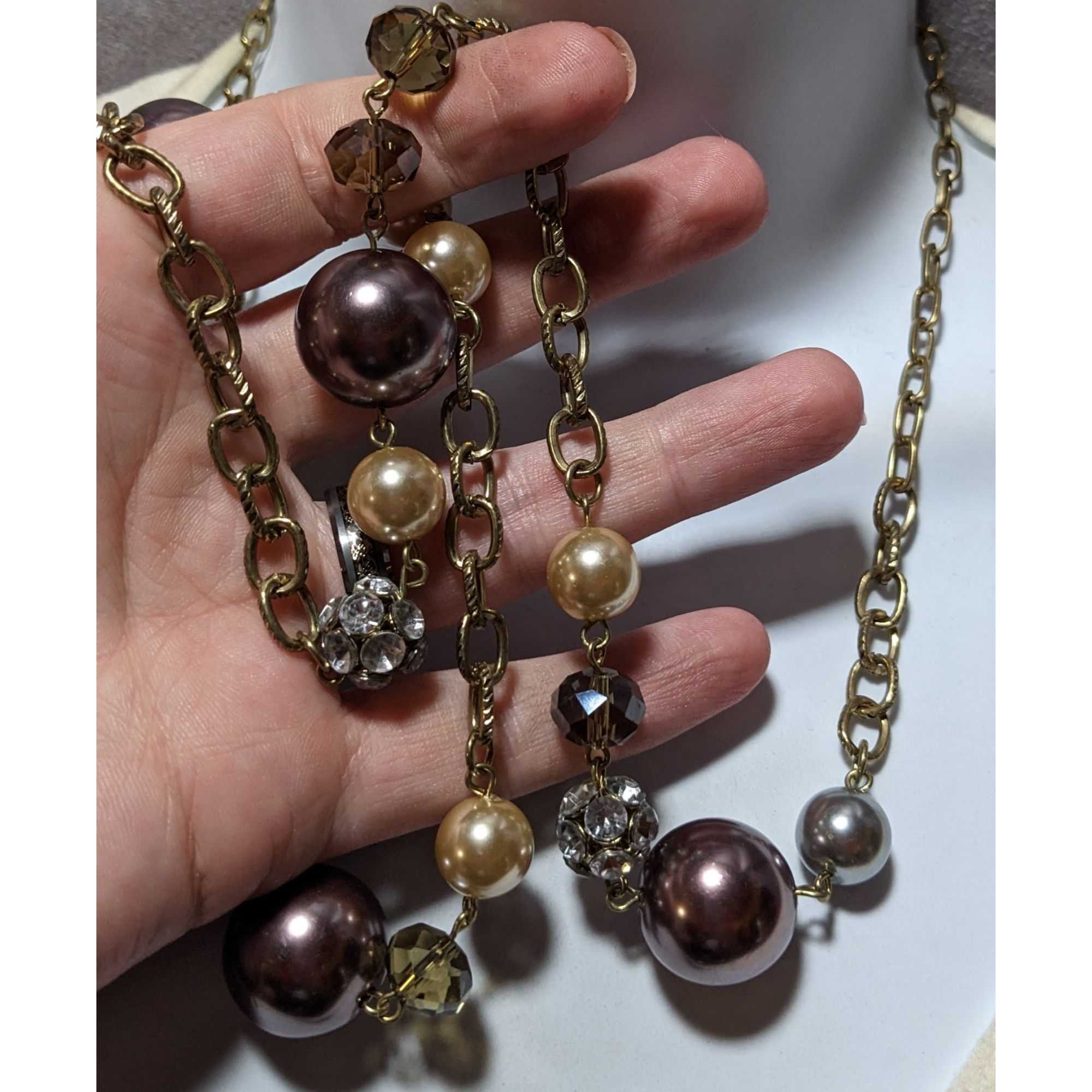 Loft Glam Pearl Ann Taylor Loft Chain Beaded Necklace Size ONE SIZE - 7 Thumbnail