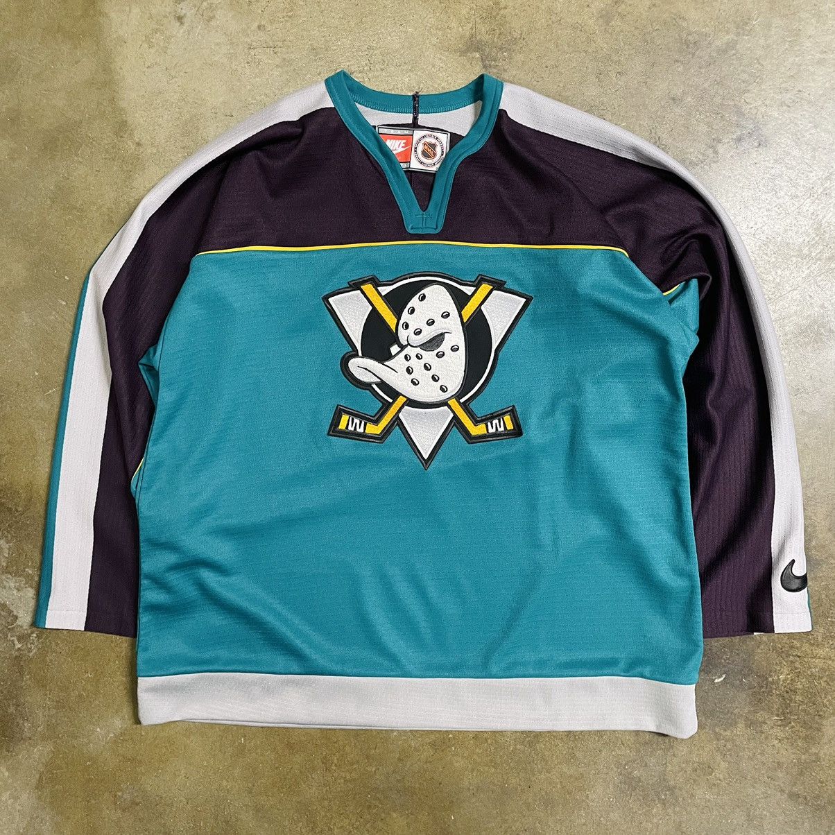 image of Vintage Nike Mighty Ducks Nhl Hockey Jersey in Turquoise, Men's (Size Large)