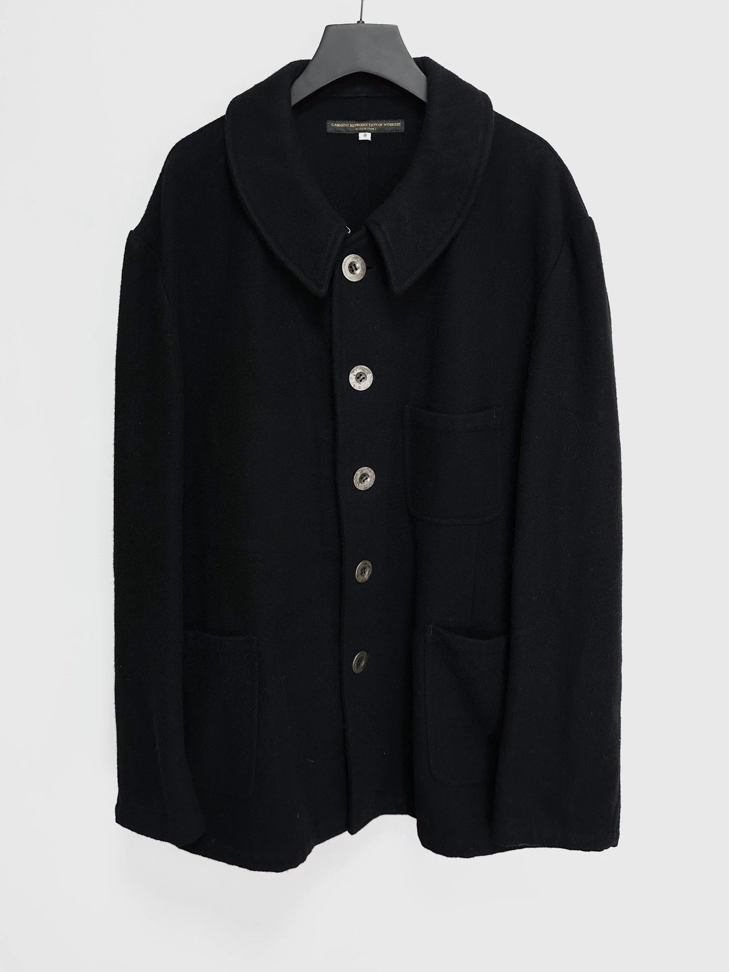Garment Reproduction of Workers GRoW Patina Silver Buckle Black Wool French Work Jacket Size US L / EU 52-54 / 3 - 1 Thumbnail