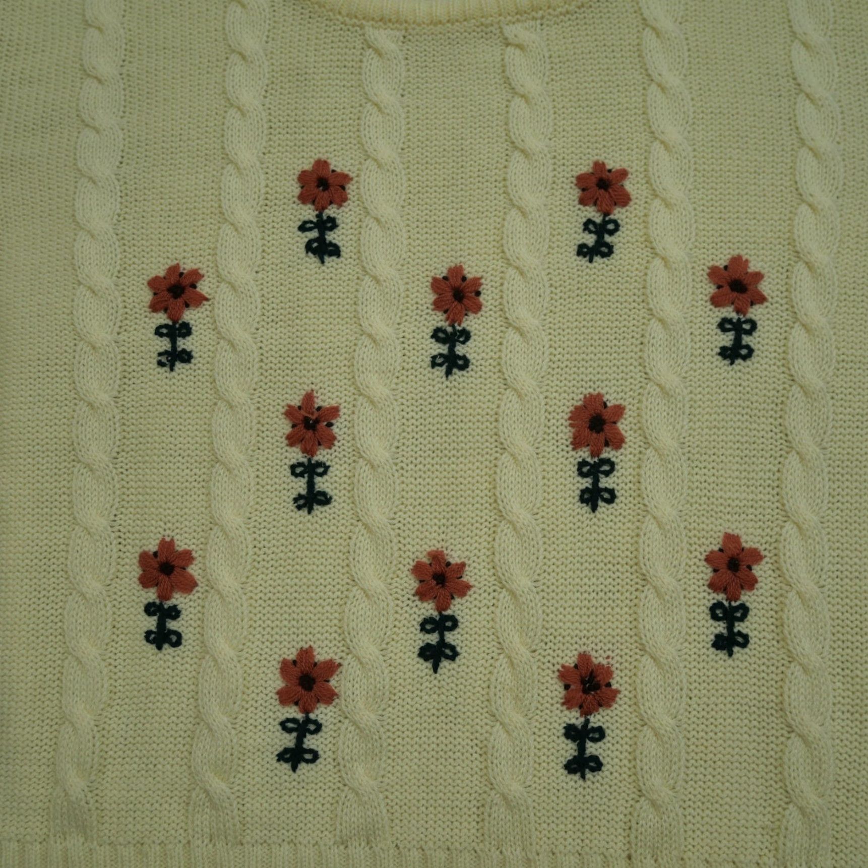 Vintage VINTAGE Maurices Sweater Womens S Cream Pullover Cable Knit 80s Floral Long Sleeve Size S / US 4 / IT 40 - 3 Thumbnail