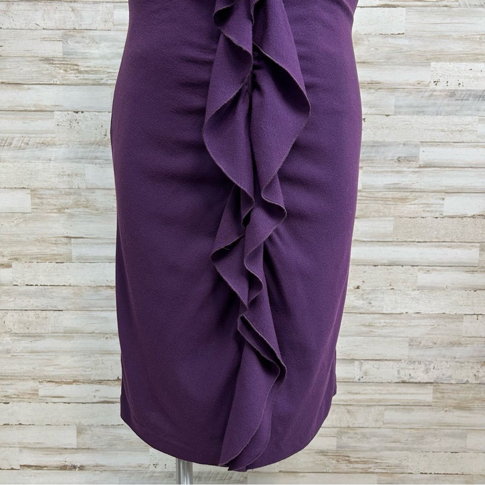 Elie Tahari Elie Tahari Ruffle Wool Blend Sheath Dress Size 8 Purple Size M / US 6-8 / IT 42-44 - 3 Thumbnail