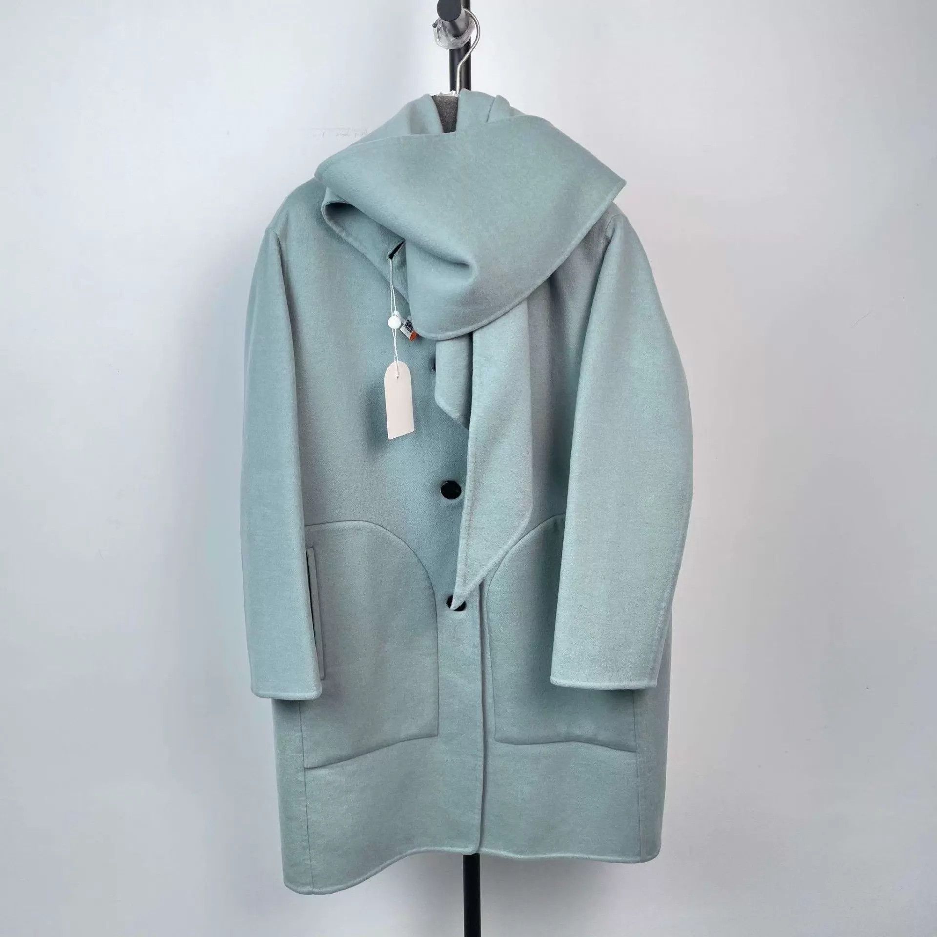 Hermes Hermès Cashmere Long Coat Blue 34 Size XS / US 0-2 / IT 36-38 - 1 Thumbnail