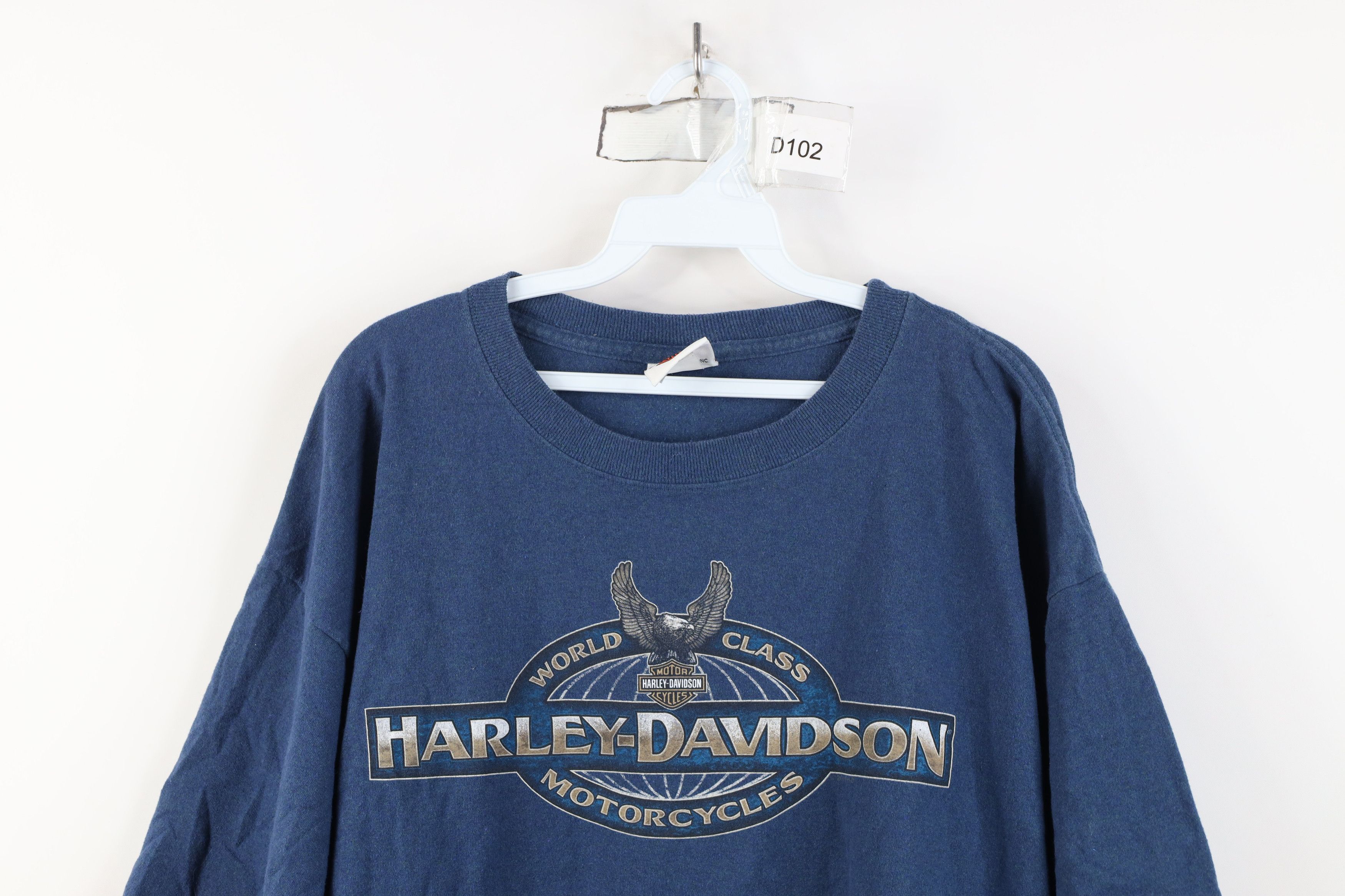 Harley Davidson Vintage Y2K Harley Davidson Spell Eagle World T-Shirt Blue Size US XL / EU 56 / 4 - 2 Thumbnail