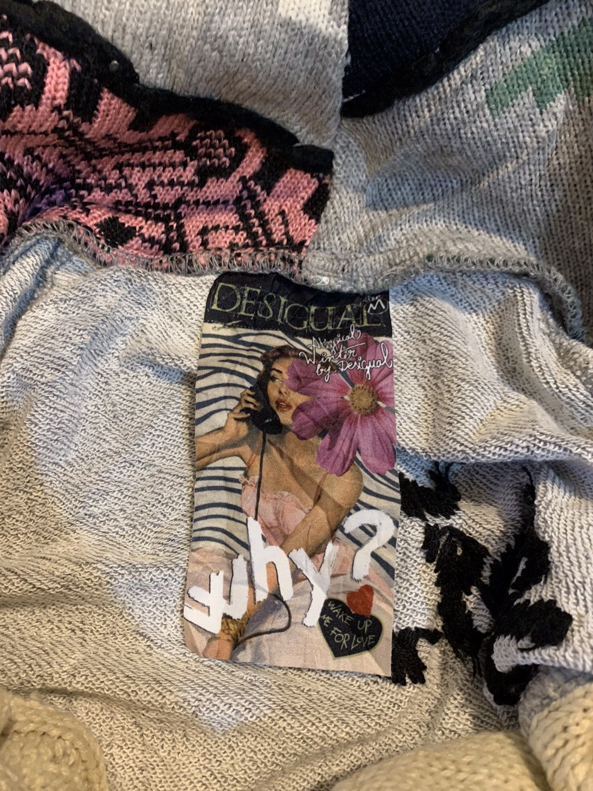 Hysteric Glamour × If Six Was Nine × Le Grande Bleu (L.G.B.) DESIGUAL WHY? DOUBLE LAYER HOODIE Size US L / EU 52-54 / 3 - 14 Thumbnail
