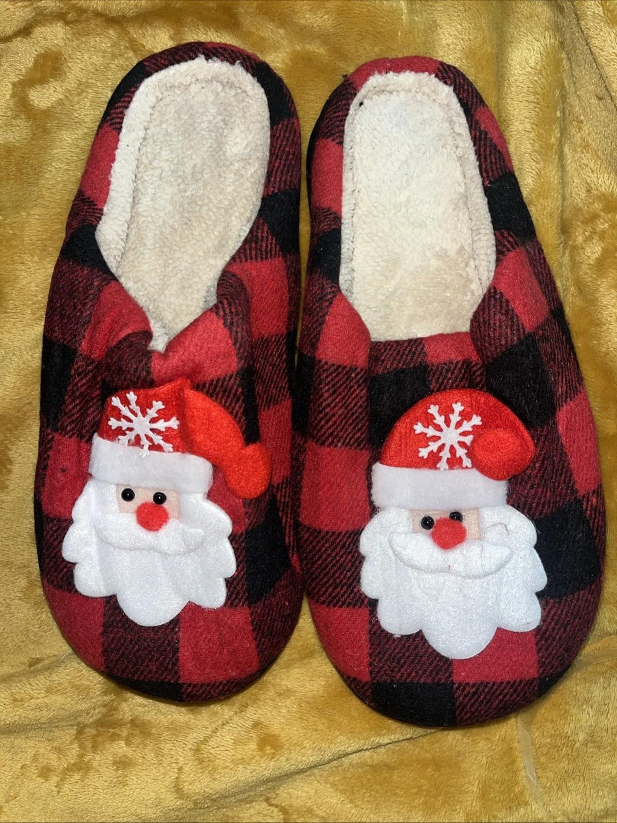 The Unbranded Brand Christmas Indoor Fuzzy Shoes Flat Plaid Household 10 Size US 10 / IT 40 - 1 Thumbnail