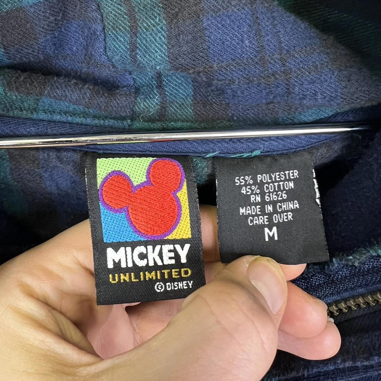 Disney Mickey Unlimited Hoodie with Plaid Lining 90s Vintage Size US M / EU 48-50 / 2 - 5 Thumbnail