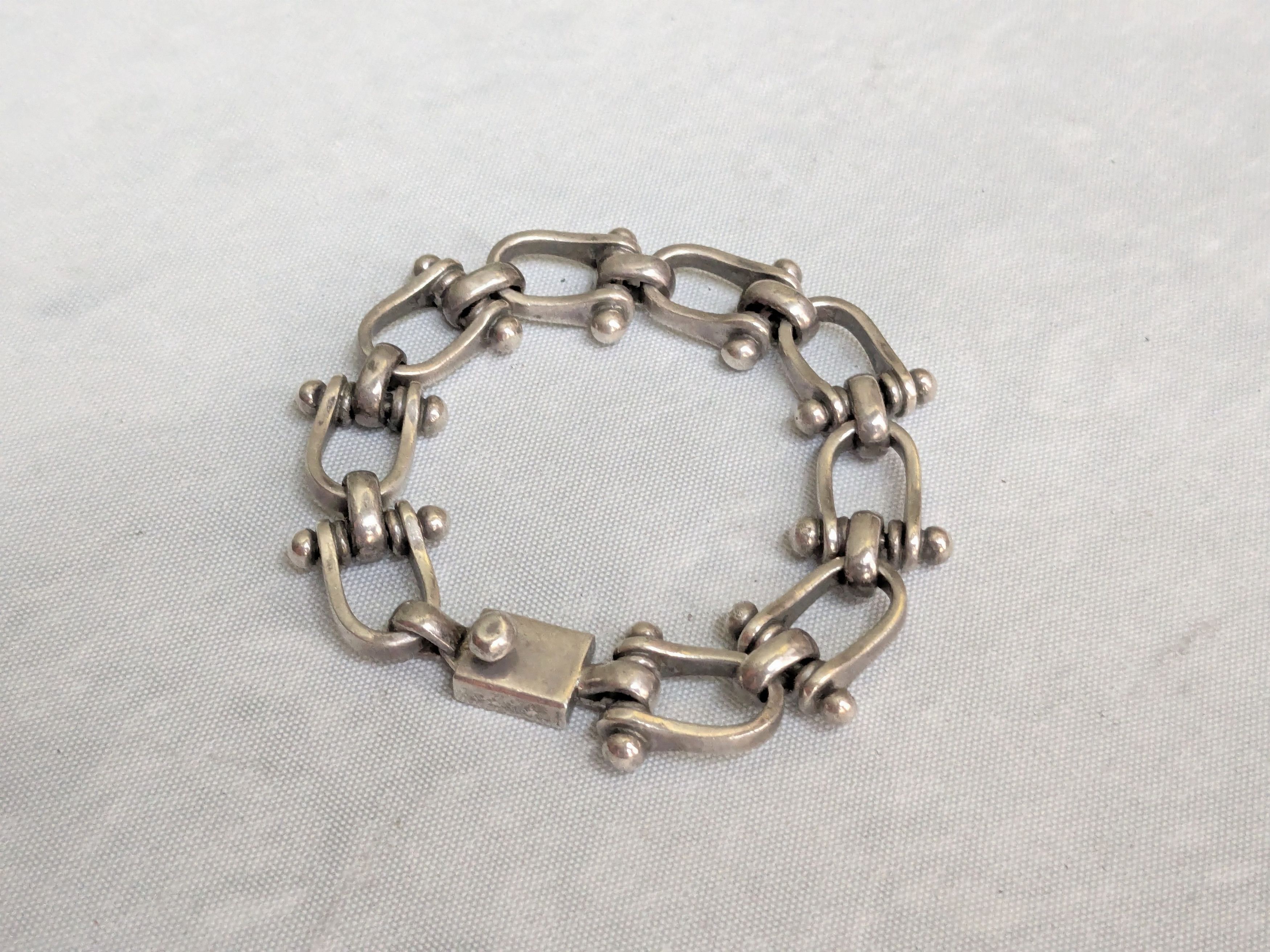 Jewelry Vintage Sterling Silver Bracelet Taxco Equestrian 7" Size ONE SIZE - 4 Thumbnail